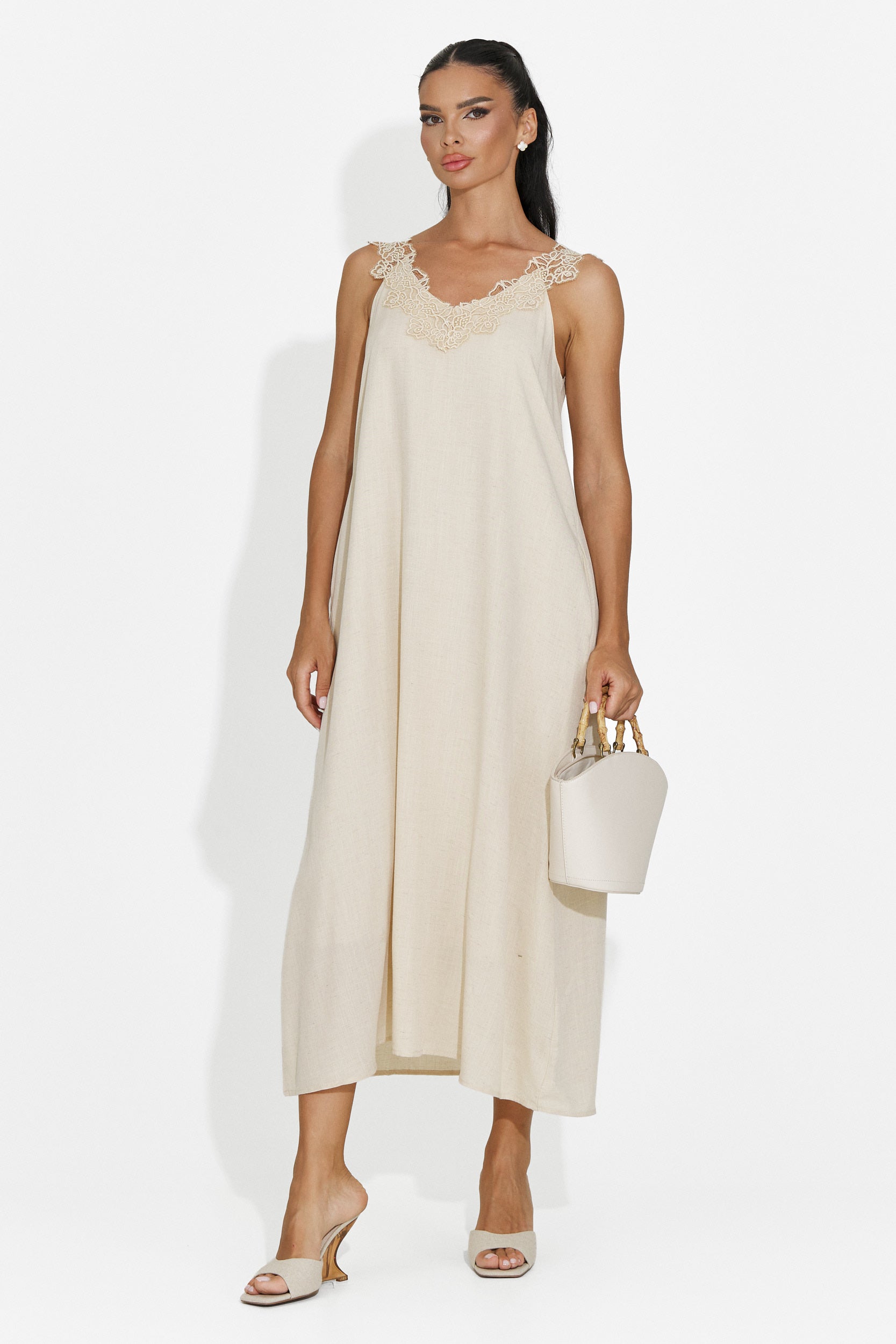Rochie dama scurta bej Clarinia Bogas