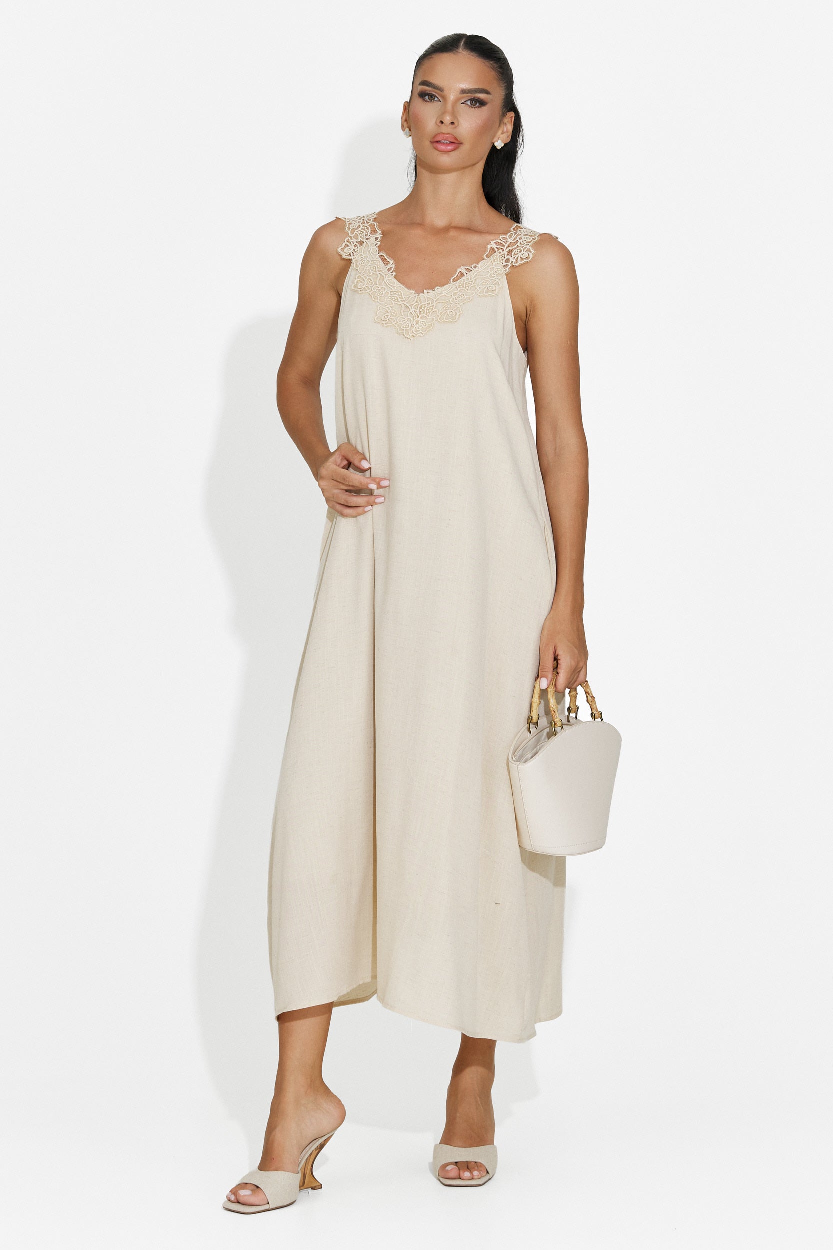 Rochie dama scurta bej Clarinia Bogas