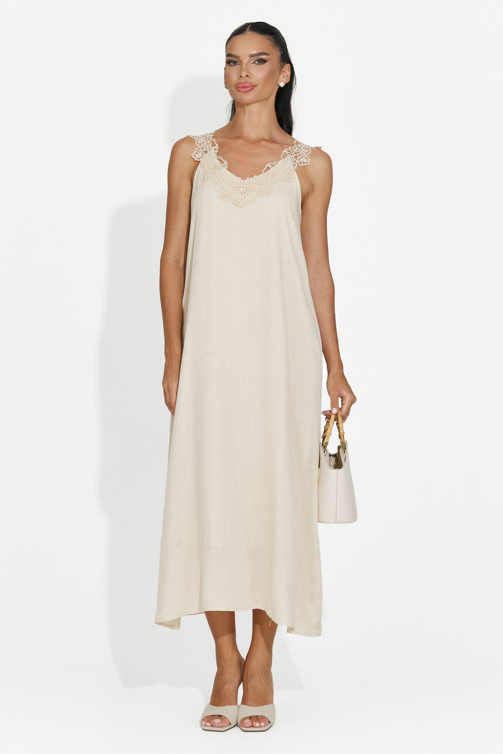 Rochie dama scurta bej Clarinia Bogas