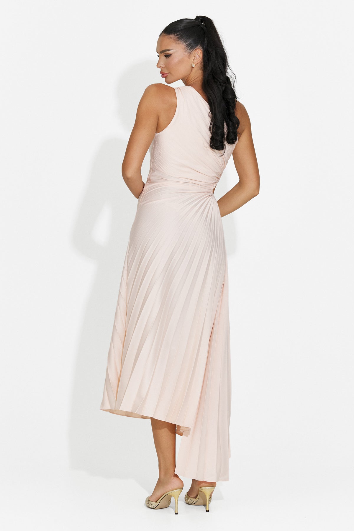 Rochie dama scurta bej Delimia Bogas, imaginea 3 din 5