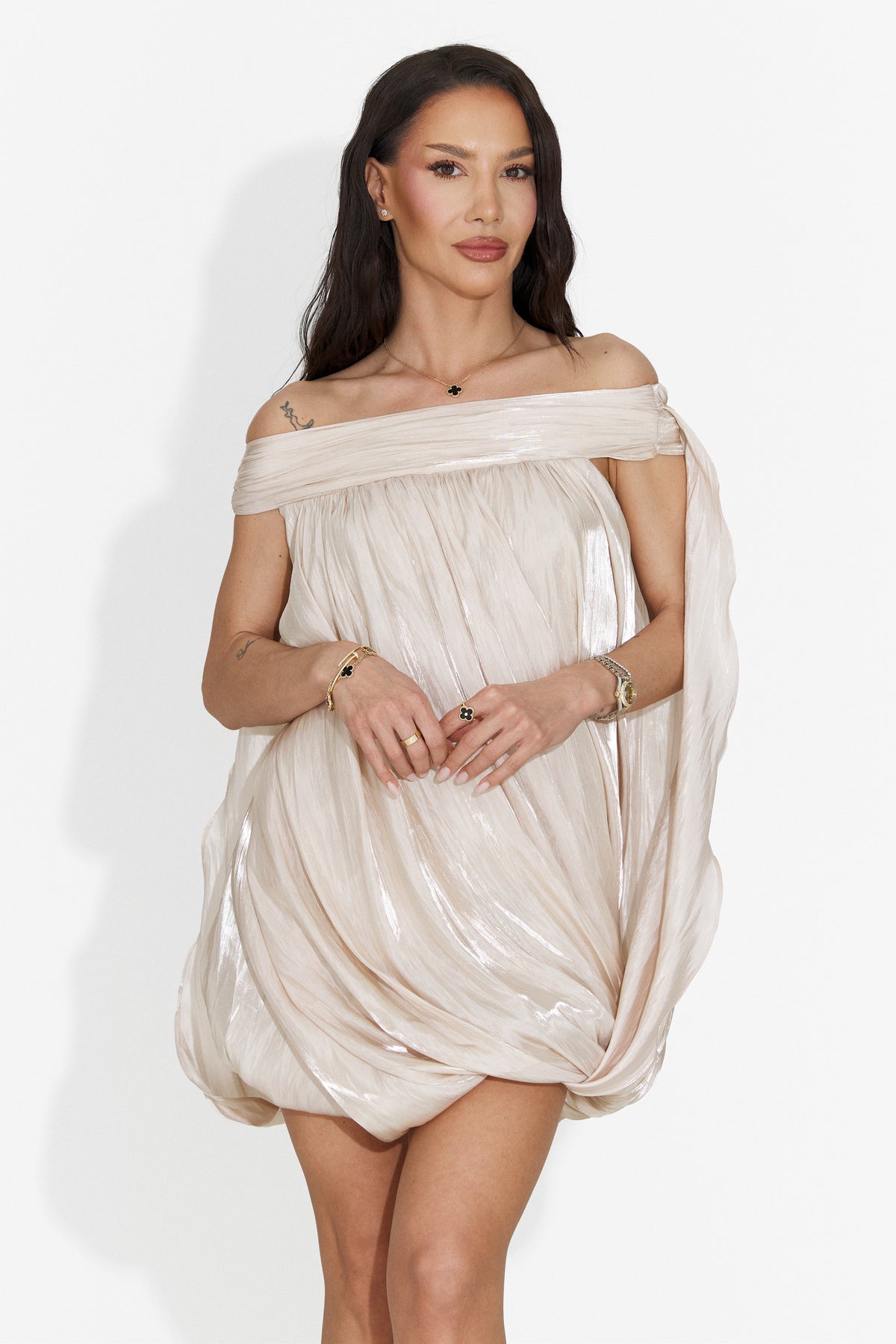 Rochie dama scurta bej Perya Bogas, imaginea 6 din 6
