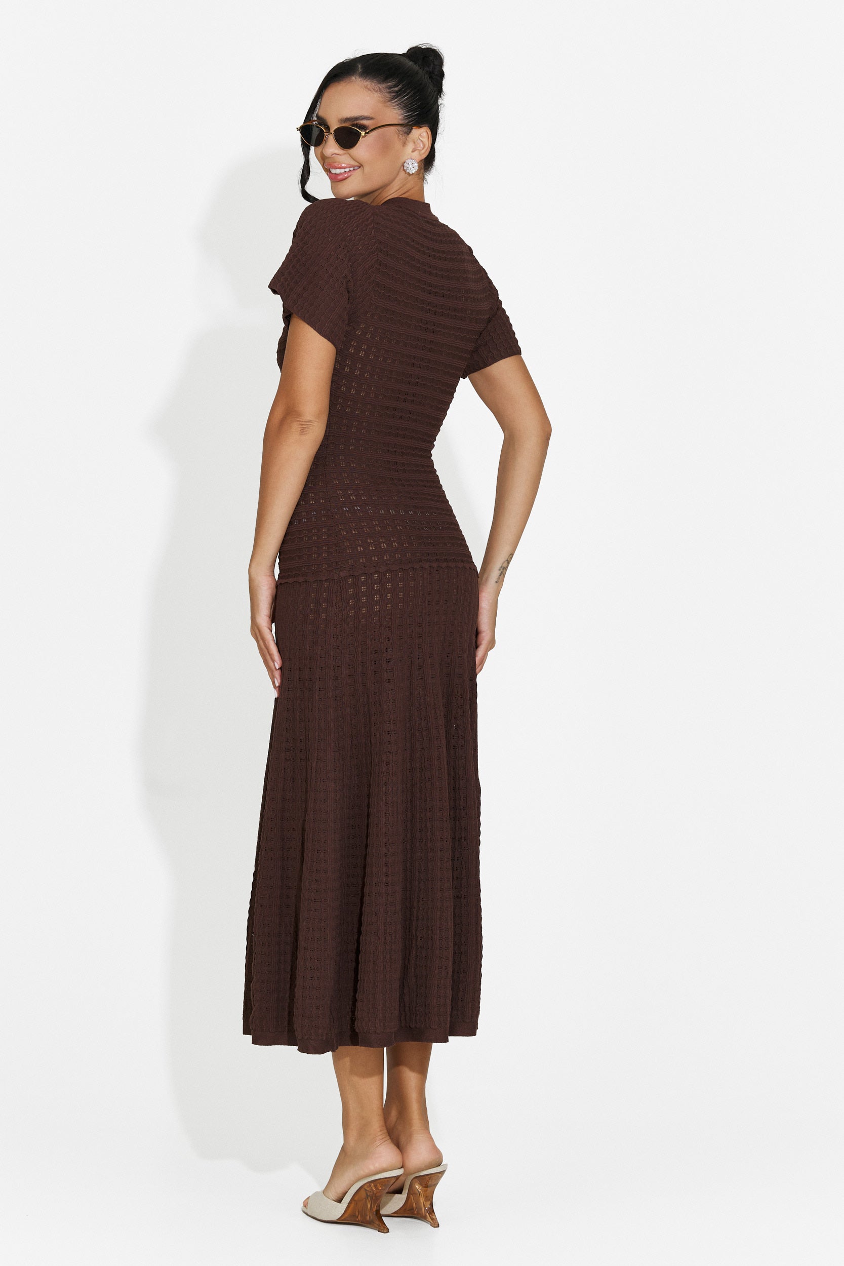 Rochie dama scurta maro Azania Bogas
