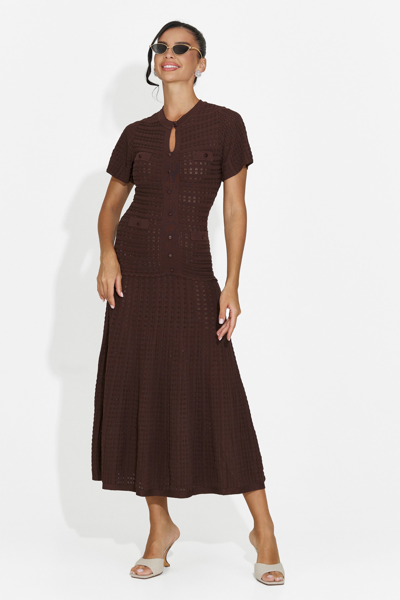 Rochie dama scurta maro Azania Bogas