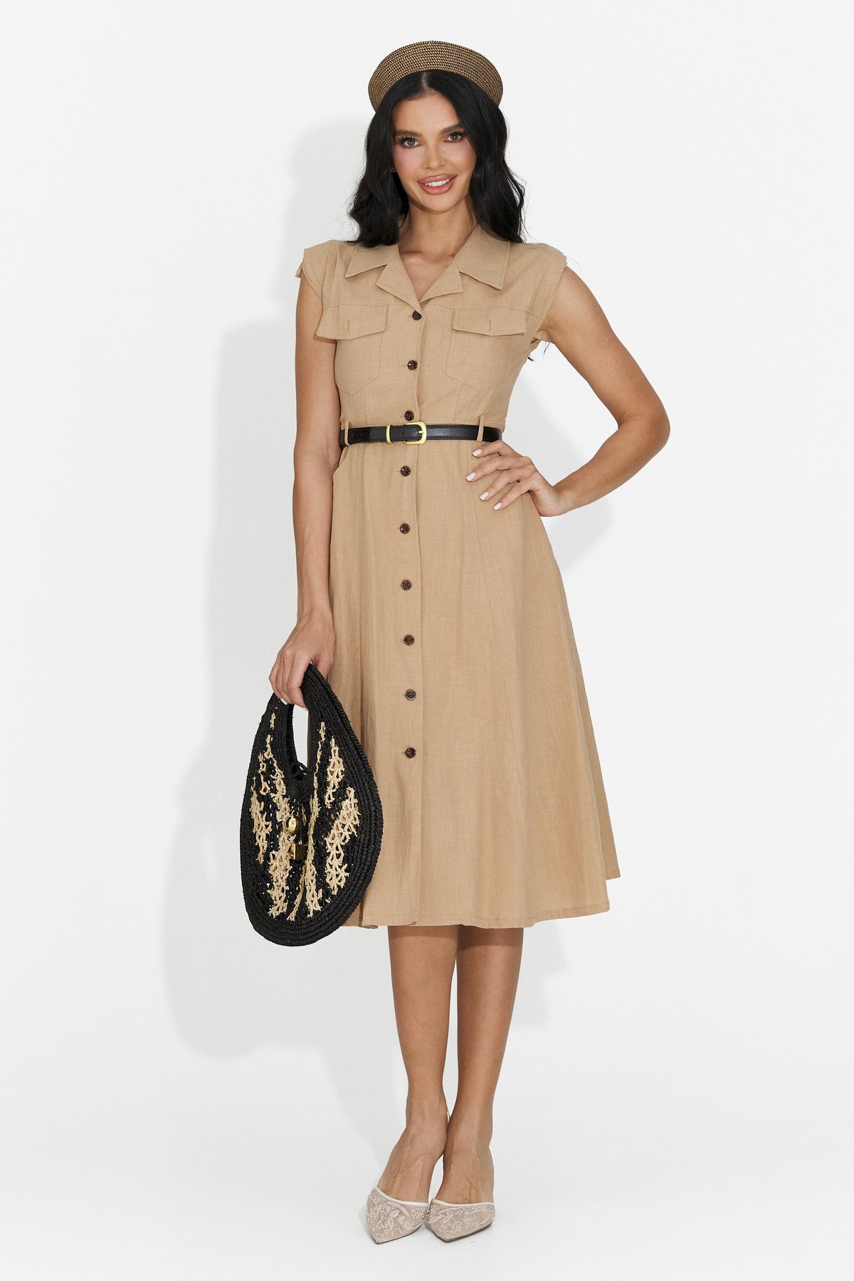 Rochie dama scurta maro Jasmina Bogas, imaginea 6 din 7