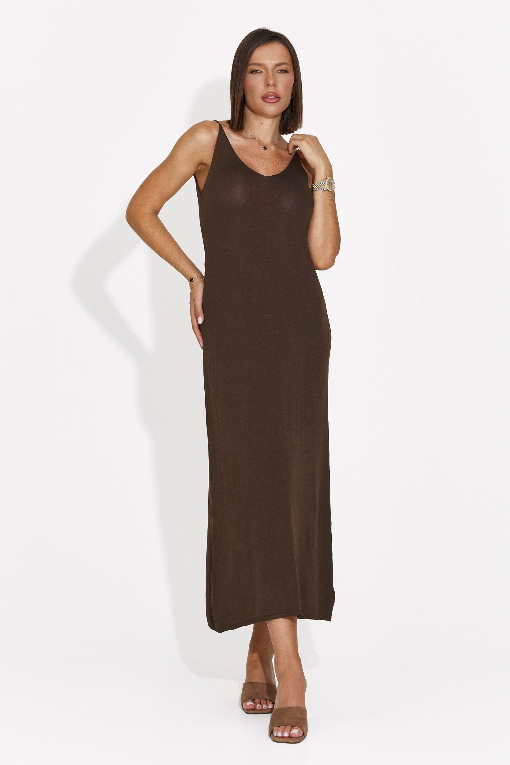 Rochie dama scurta maro Liorna Bogas