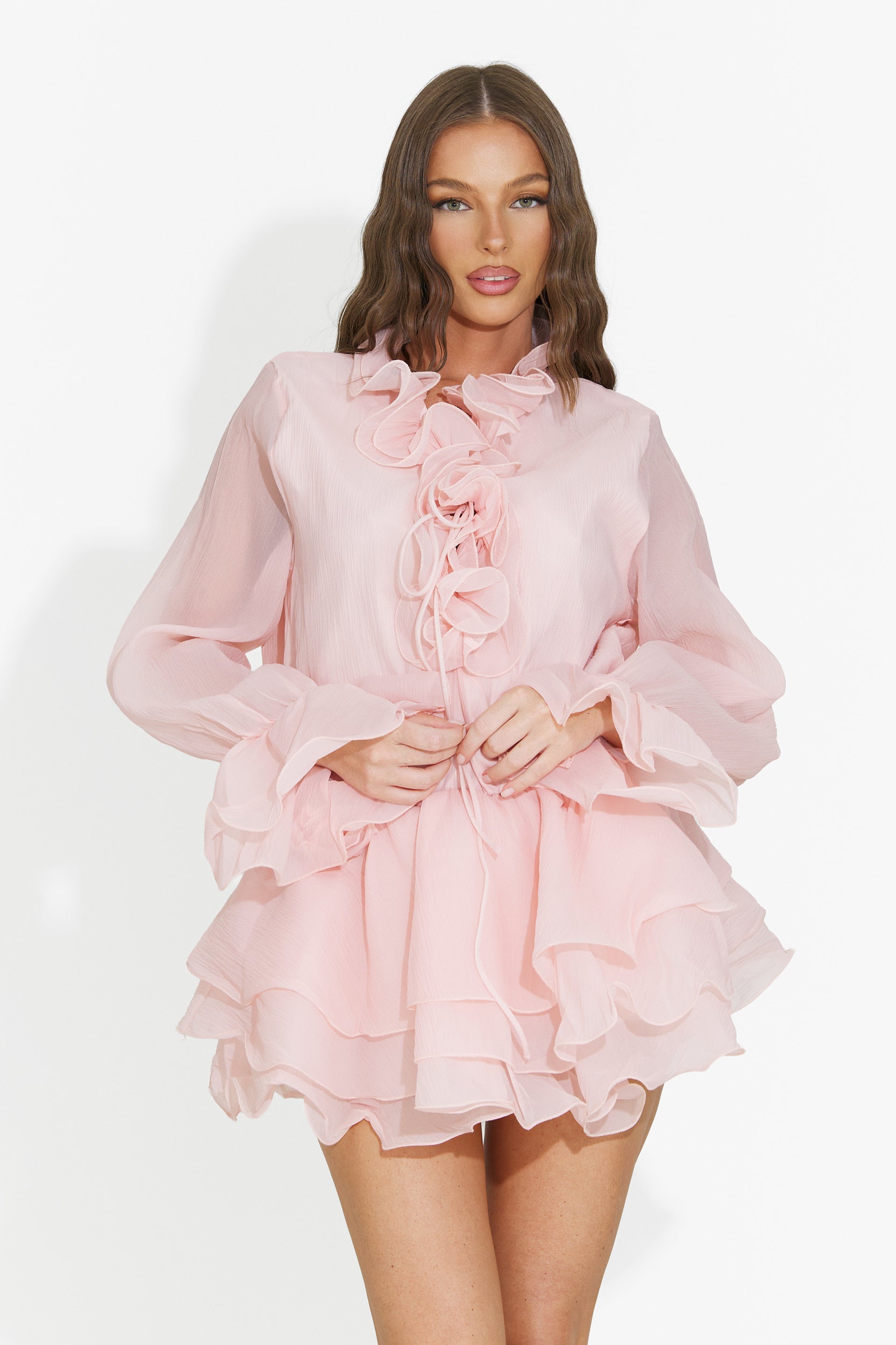 Rochie dama scurta piersica Fineta Bogas