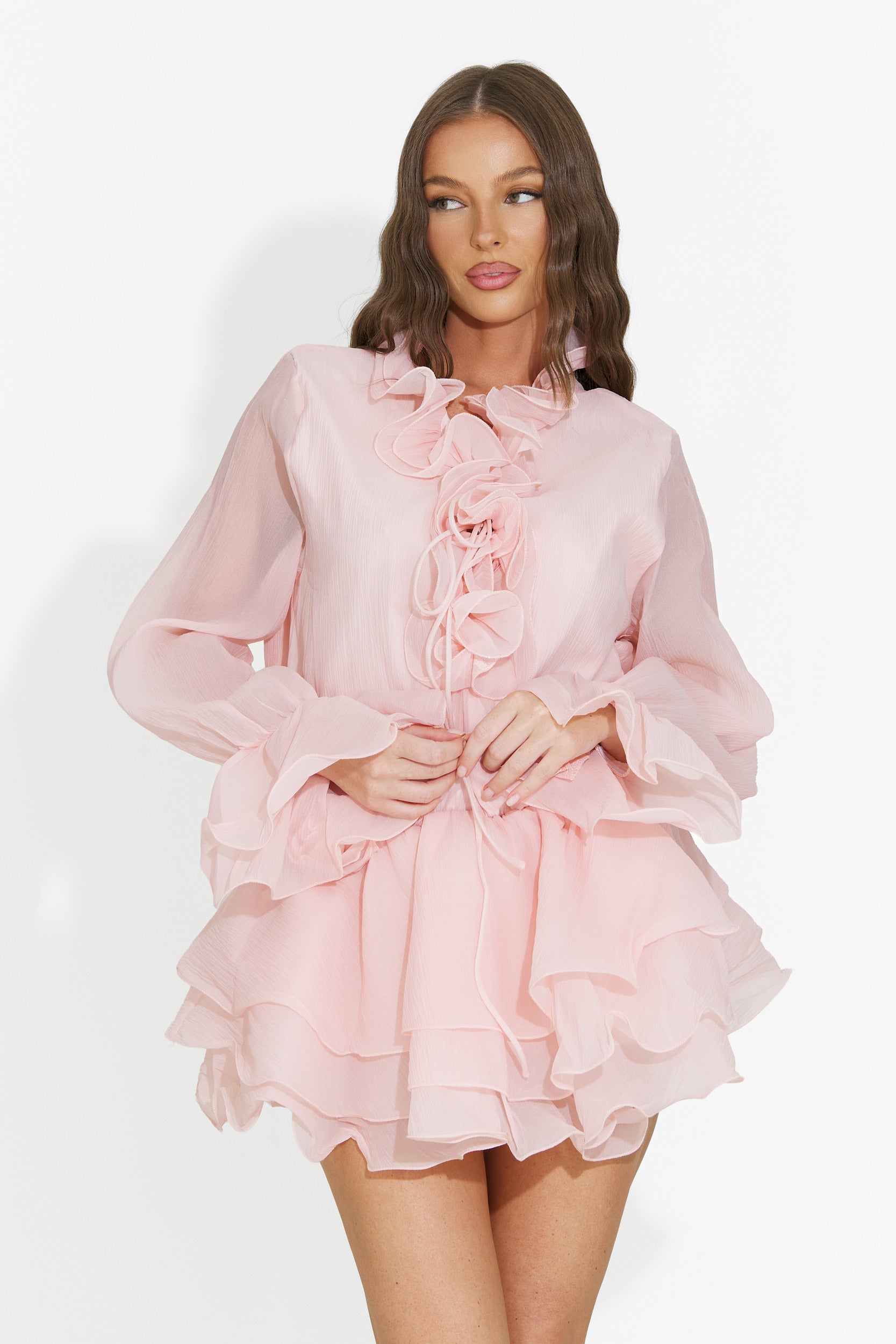 Rochie dama scurta piersica Fineta Bogas