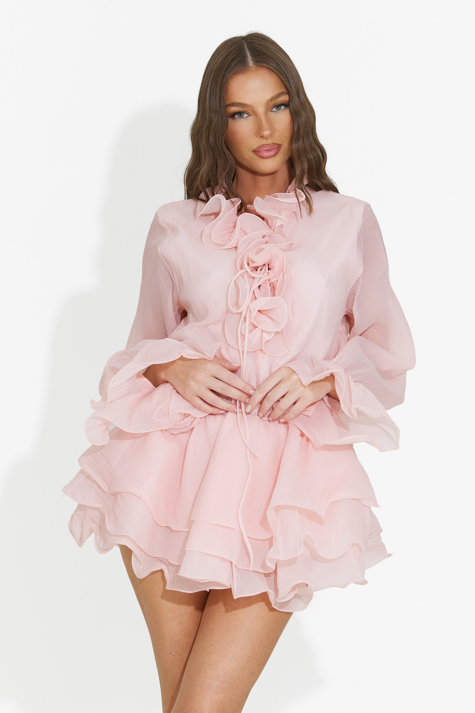 Rochie dama scurta piersica Fineta Bogas