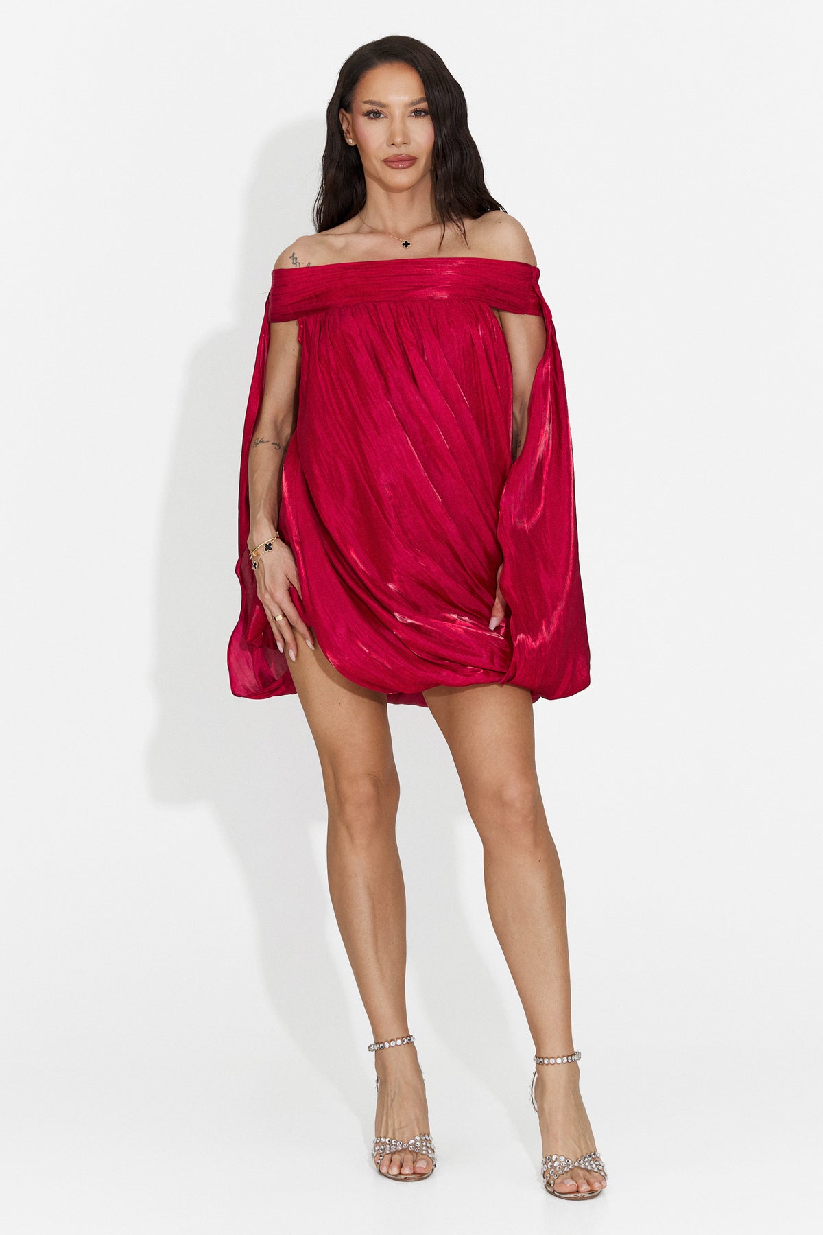 Rochie dama scurta rosie Perya Bogas, imaginea 3 din 8