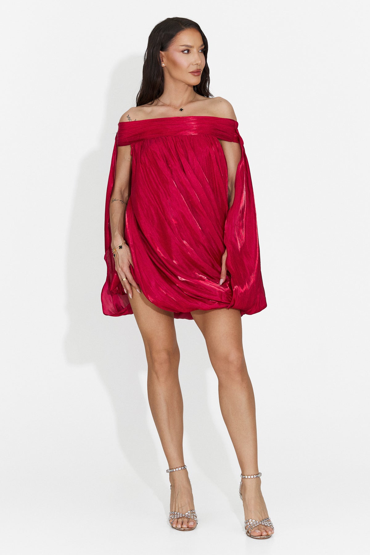 Rochie dama scurta rosie Perya Bogas, imaginea 4 din 8