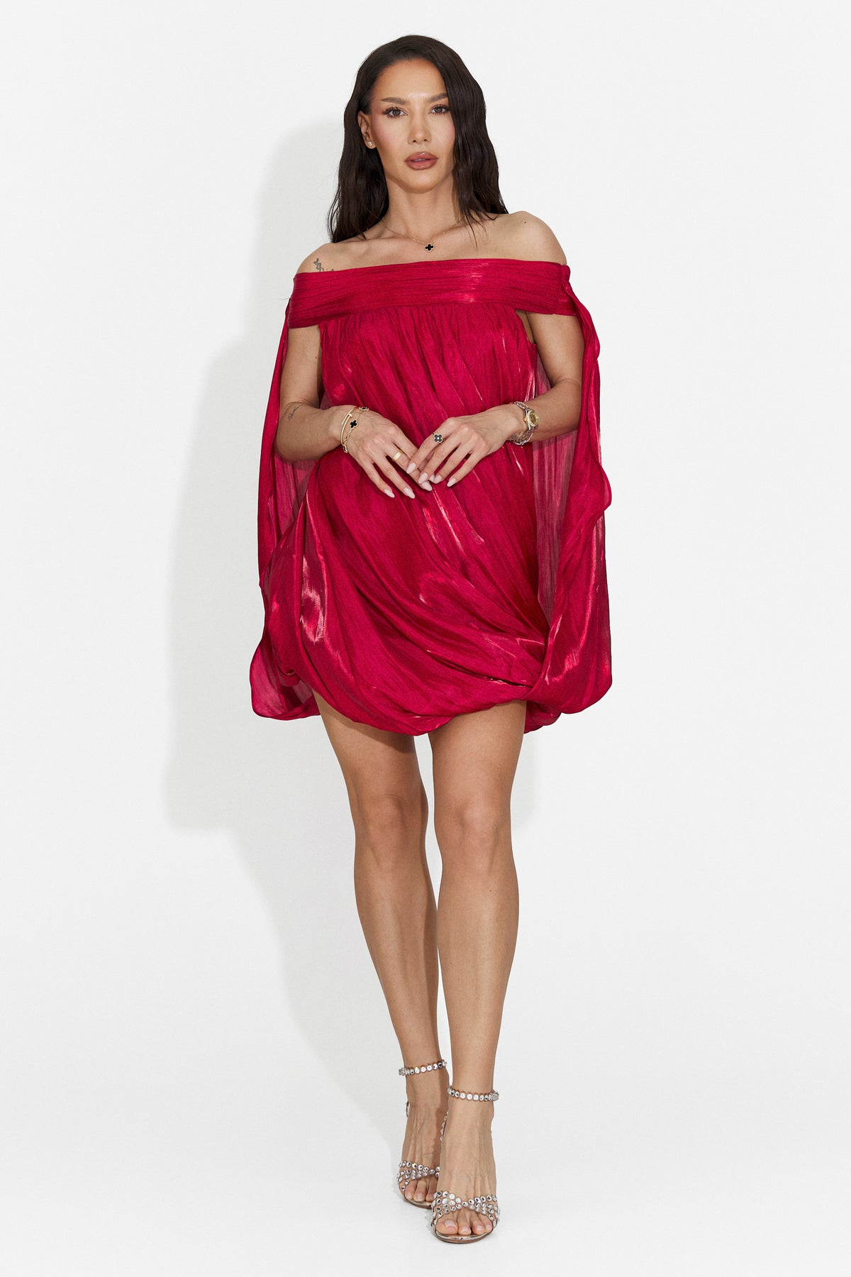 Rochie dama scurta rosie Perya Bogas, imaginea 5 din 8