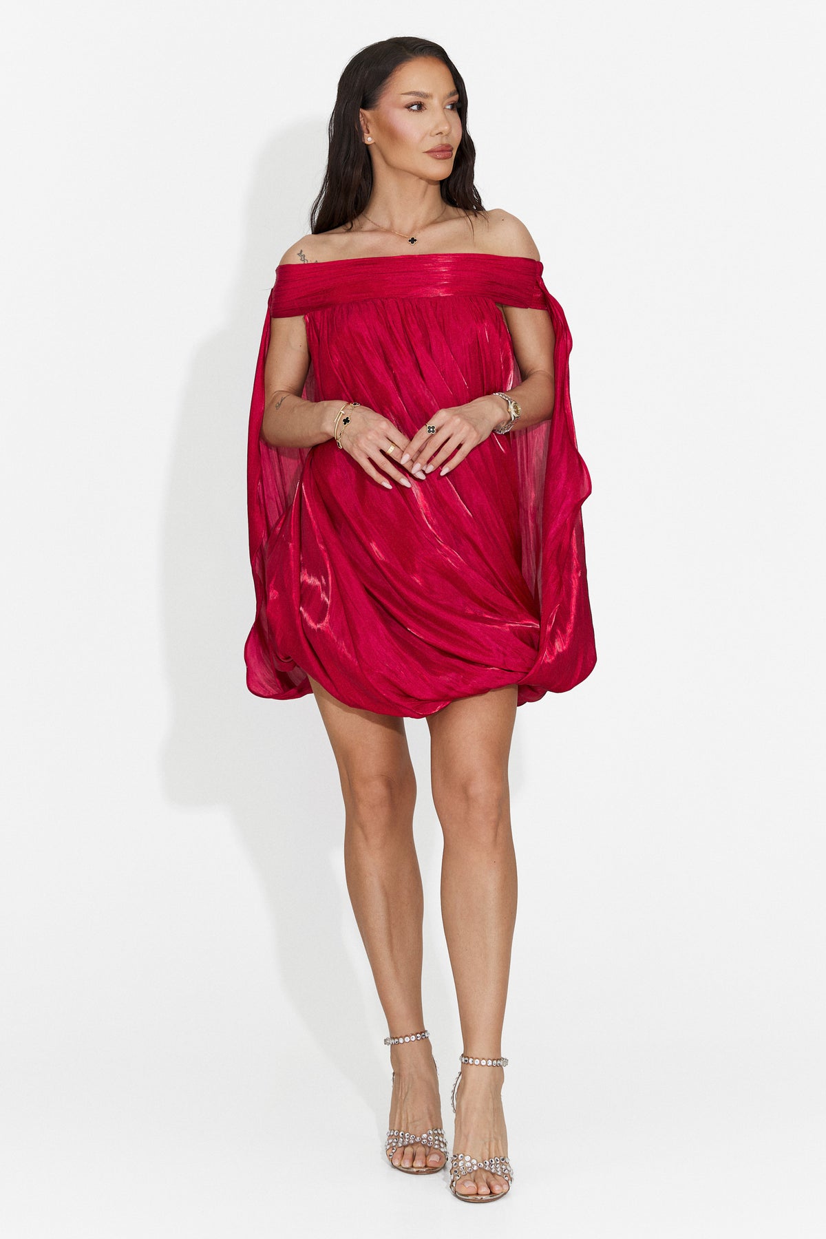Rochie dama scurta rosie Perya Bogas, imaginea 6 din 8