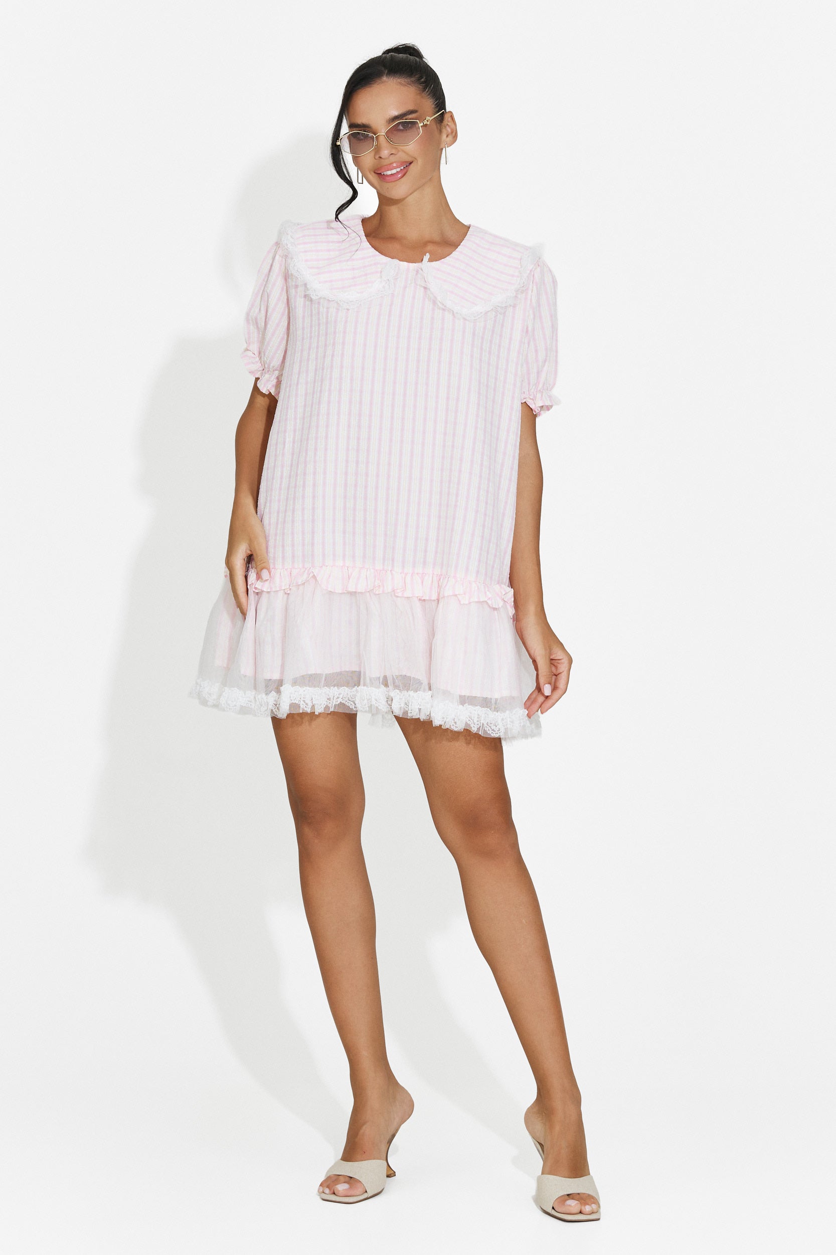 Rochie dama scurta roz Liliama Bogas