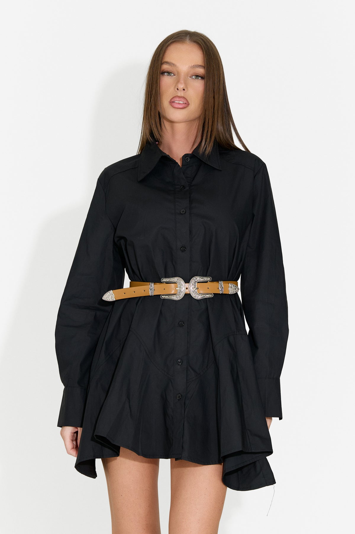 Rochie dama scurta tip camasa neagra Trenieiza Bogas