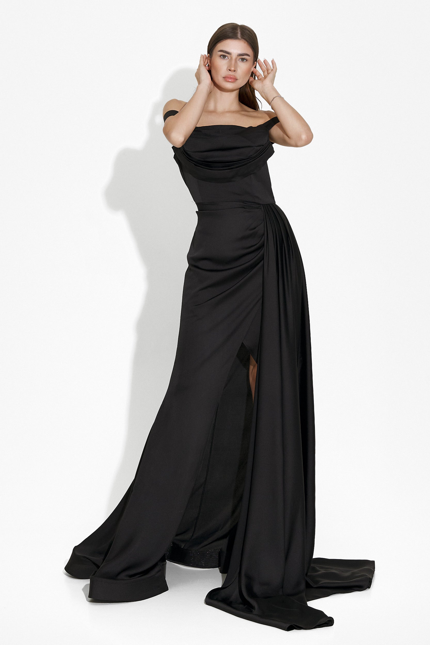 Danique Bogas Long Black Satin Dress
