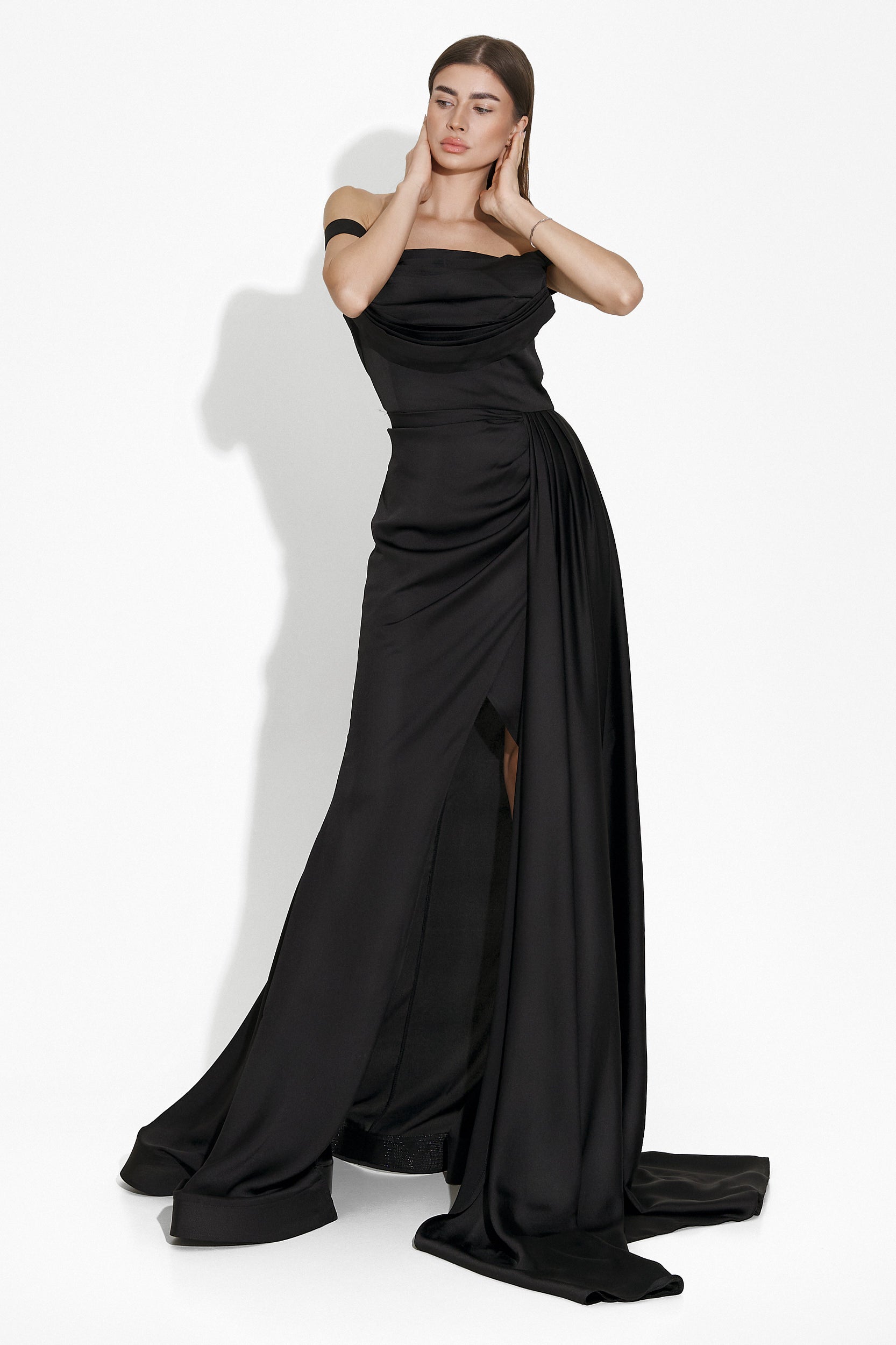 Danique Bogas Long Black Satin Dress