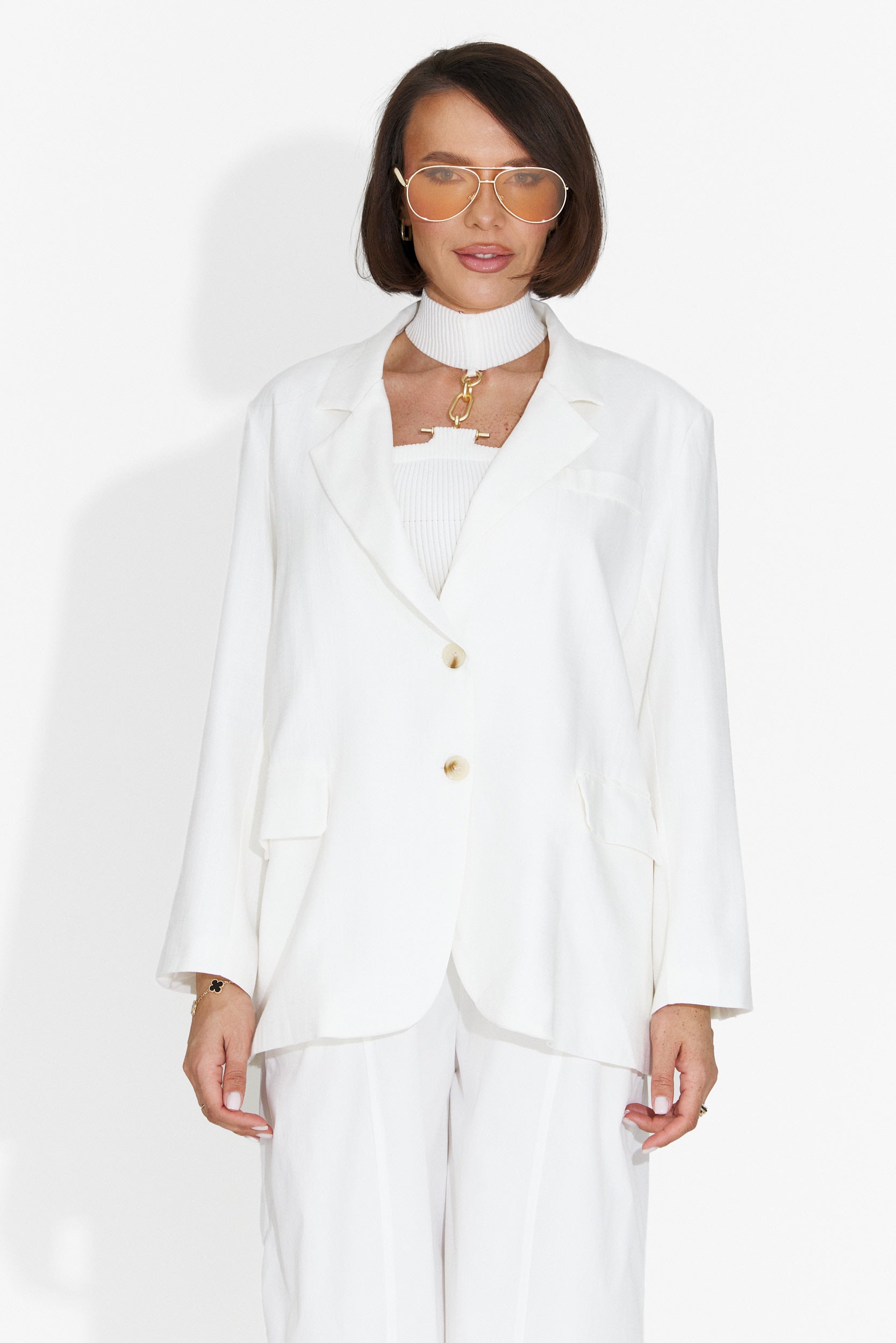 Sacou dama casual alb Foxglove Bogas