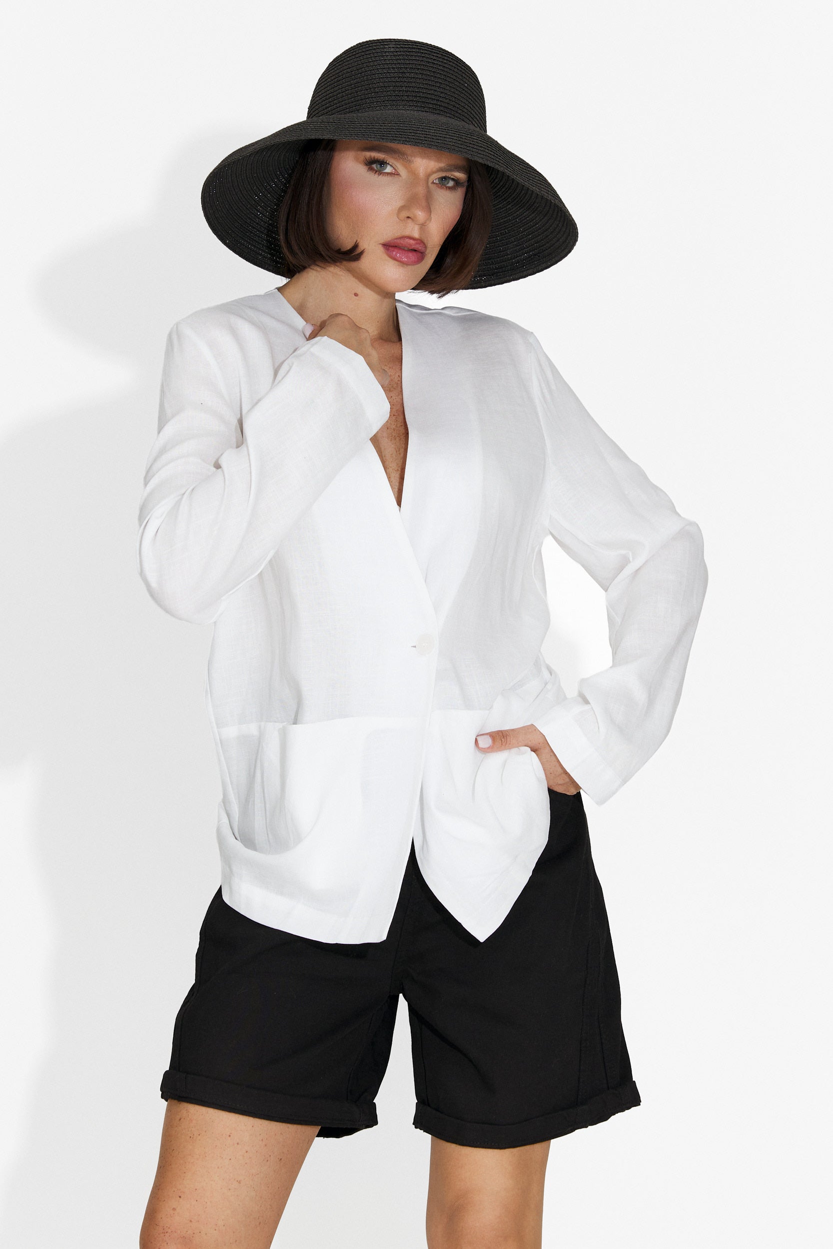 Sacou dama elegant alb Yarow Bogas