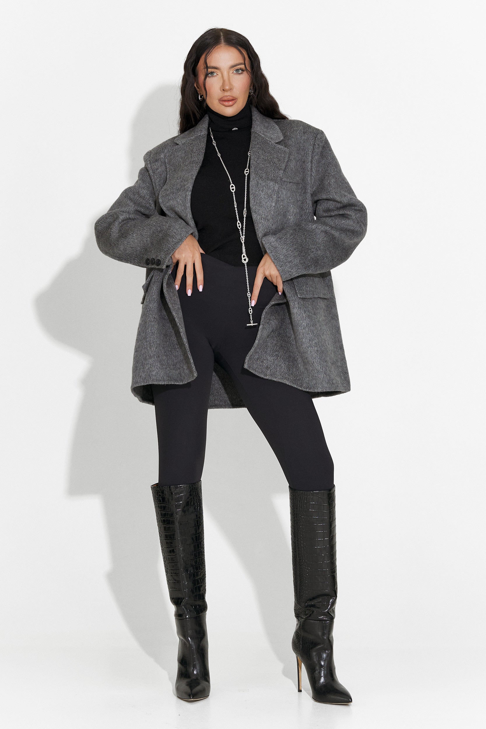 Sacou dama elegant gri Kalindra Bogas