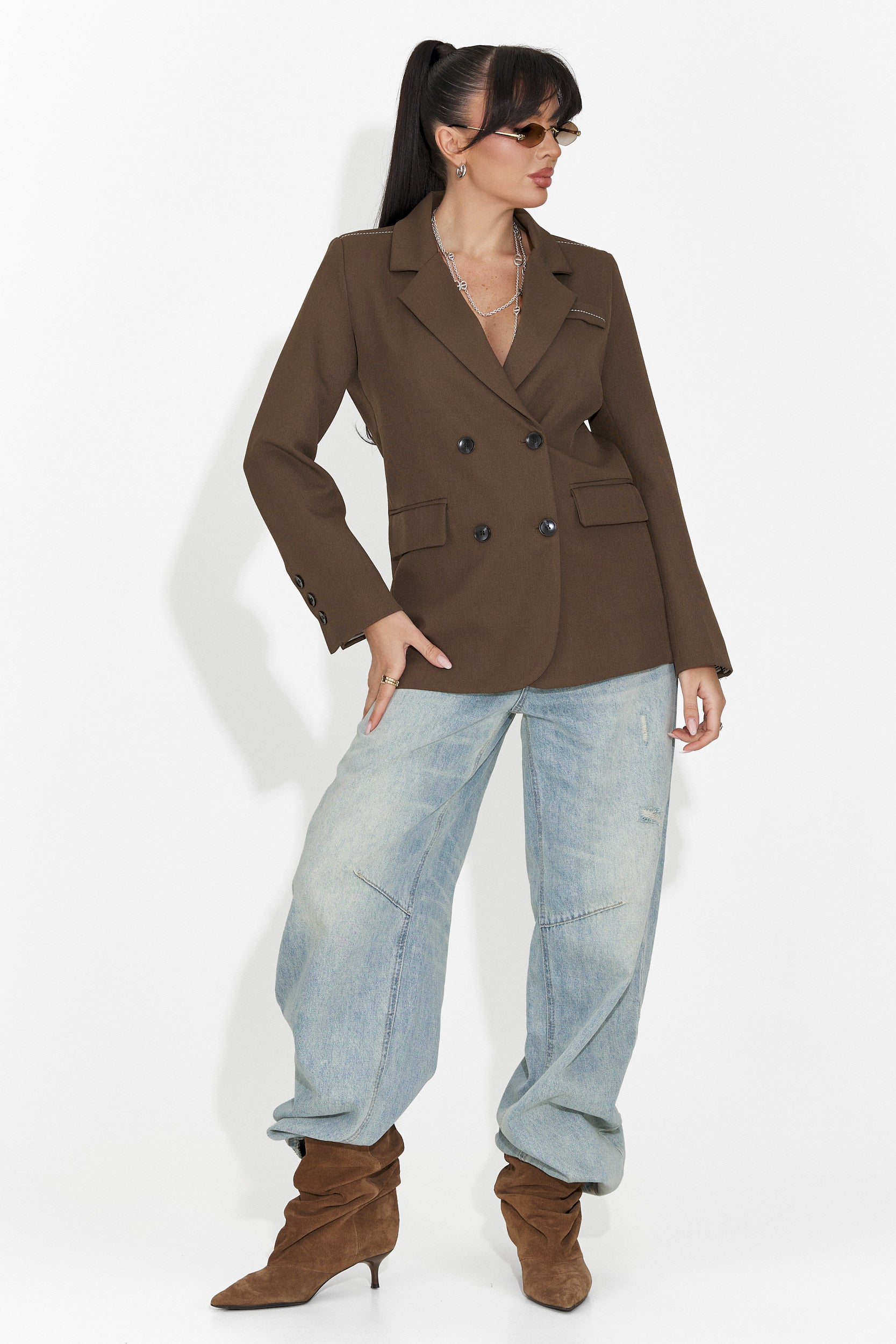 Sacou dama elegant maro Caleiaja Bogas