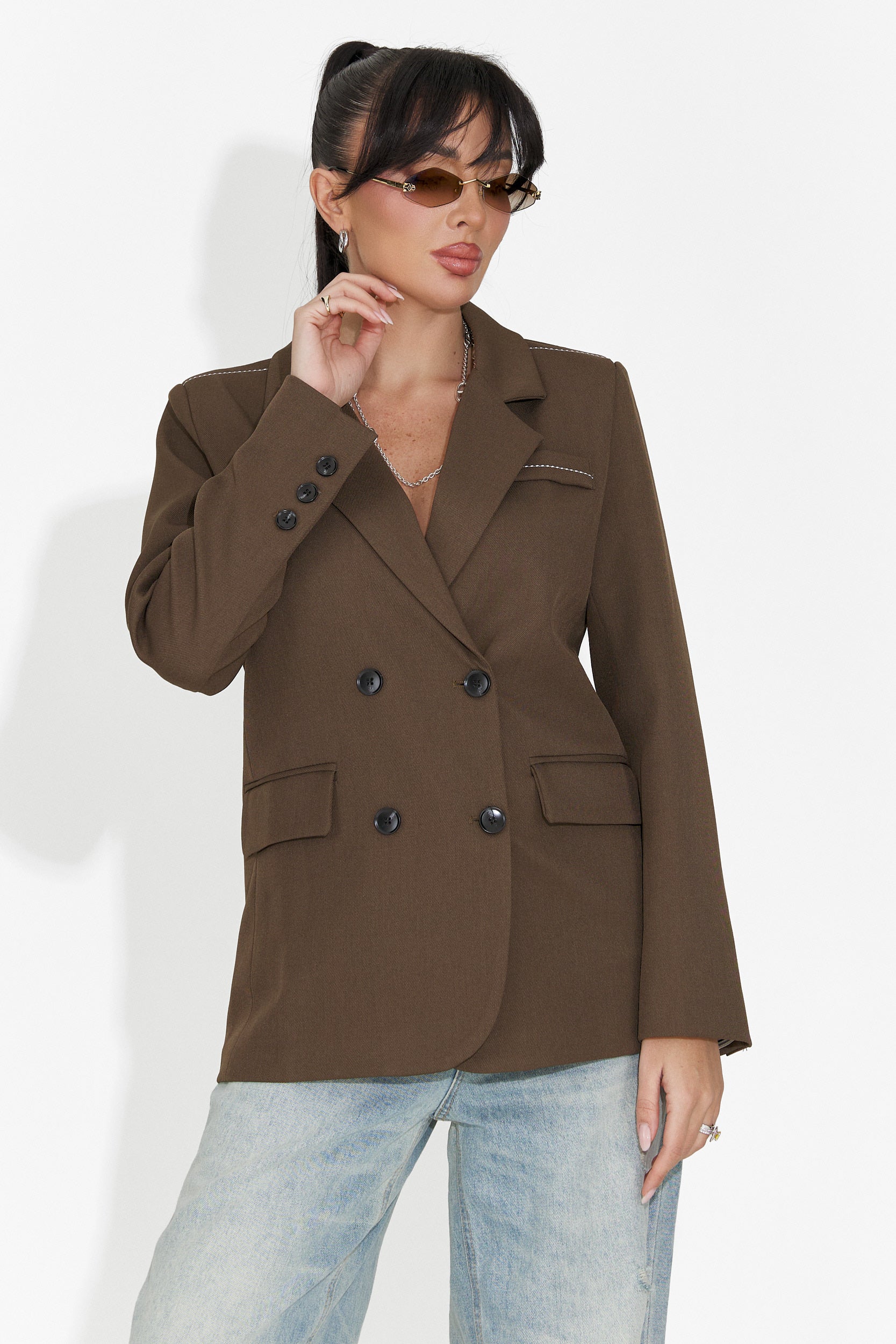 Sacou dama elegant maro Caleiaja Bogas