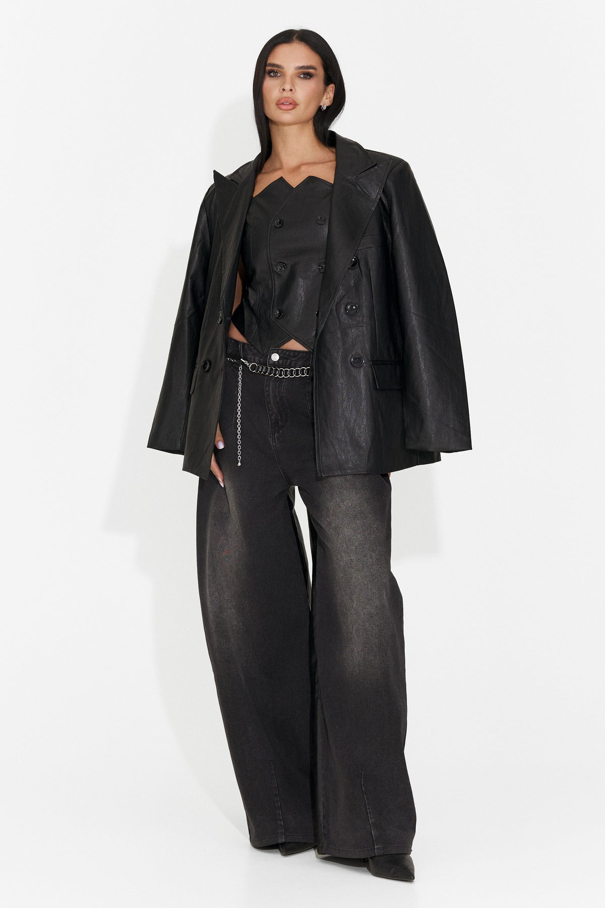 Sacou elegant negru Kavomisa Bogas