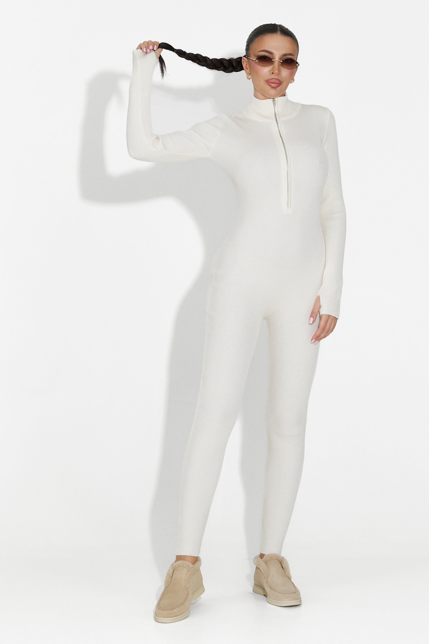 Elivra Bogas Casual Beige Women's Jumpsuit