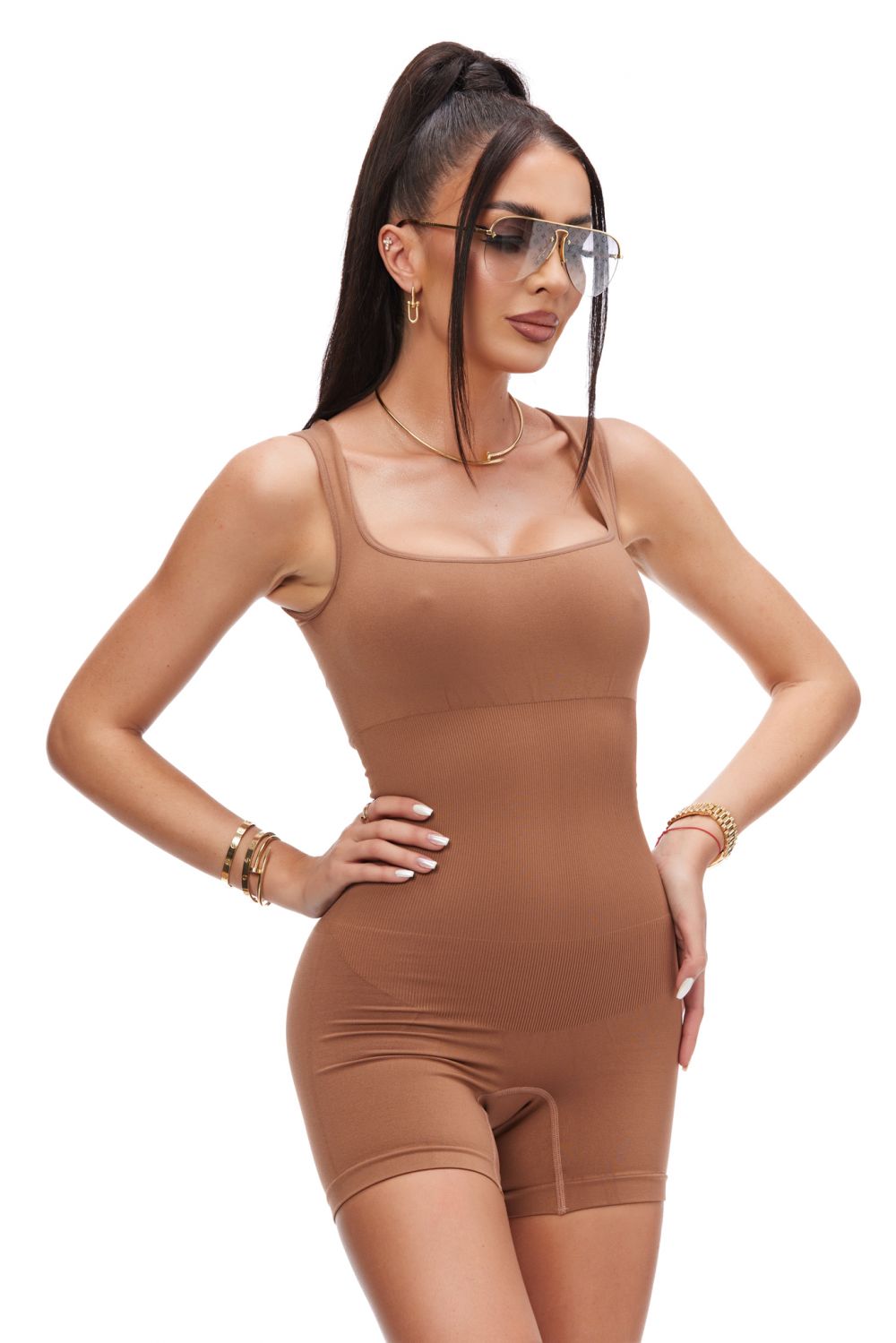 Salopeta dama casual modelatoare maro Grienfild Bogas