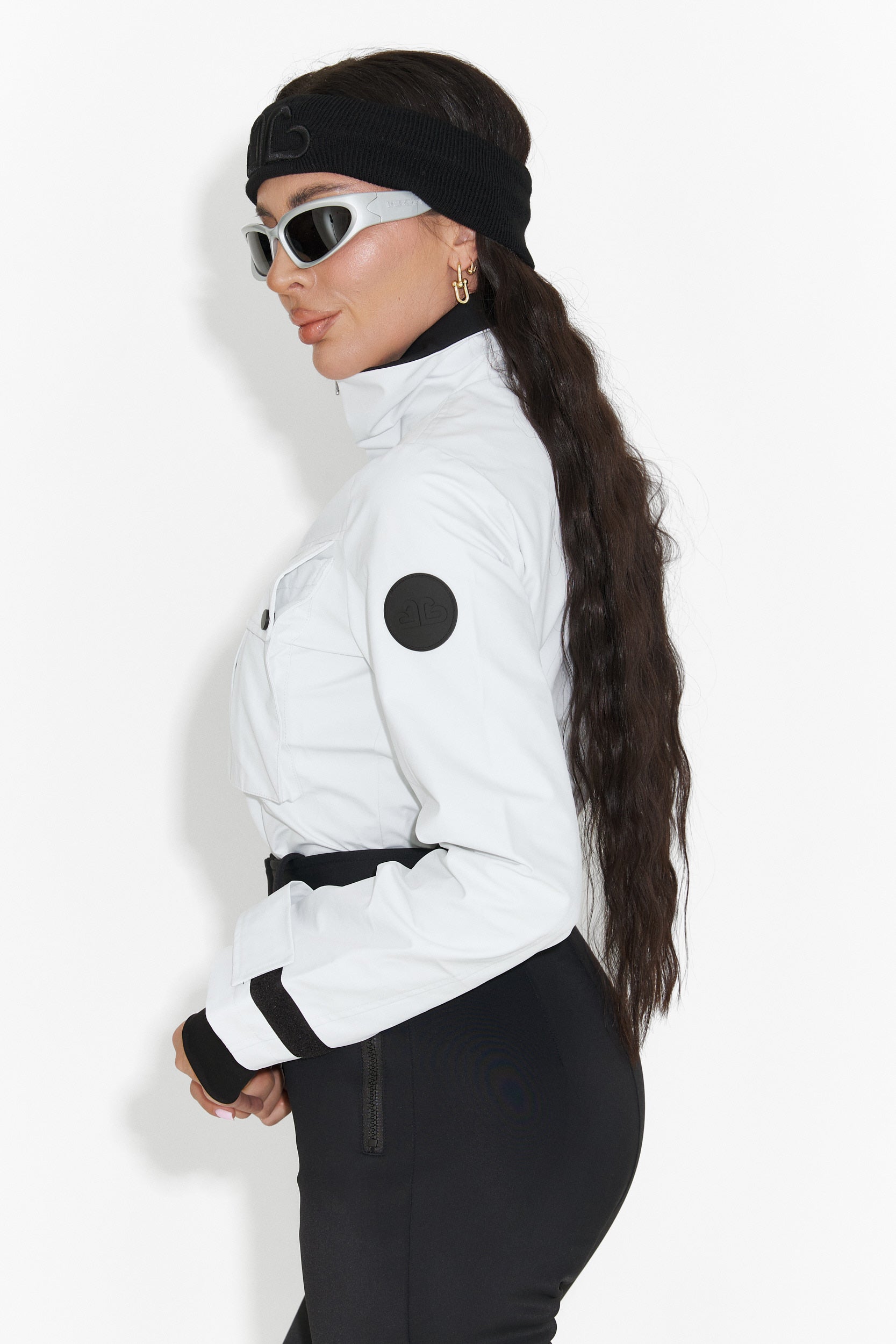 Salopeta ski casual alb negru Glorise Bogas