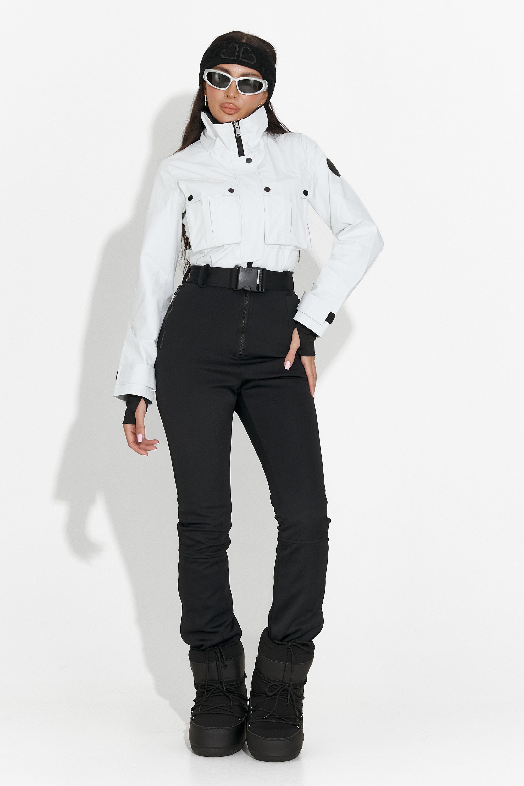 Salopeta ski casual alb negru Glorise Bogas