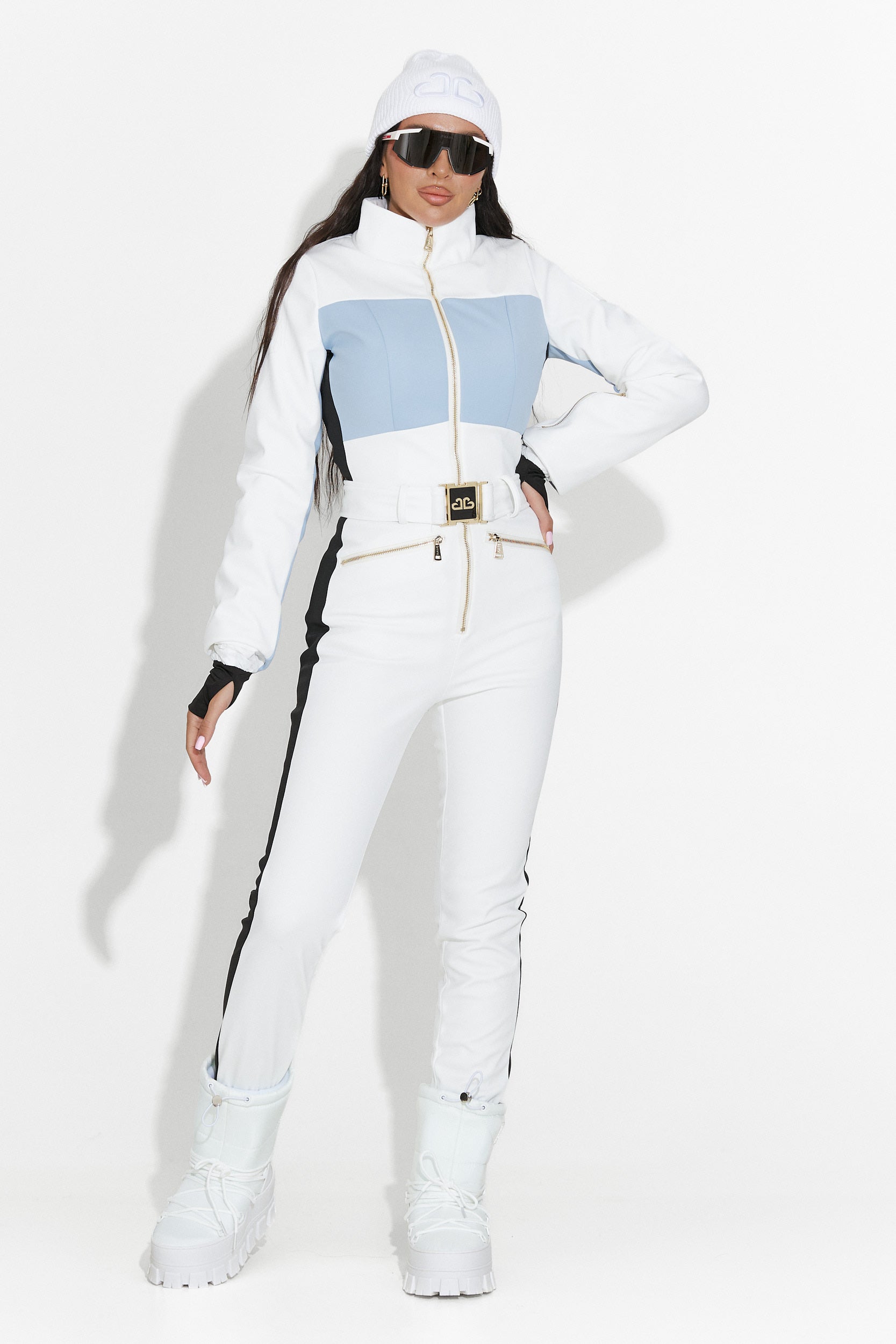 Nelisia Bogas Casual White Ski Jumpsuit