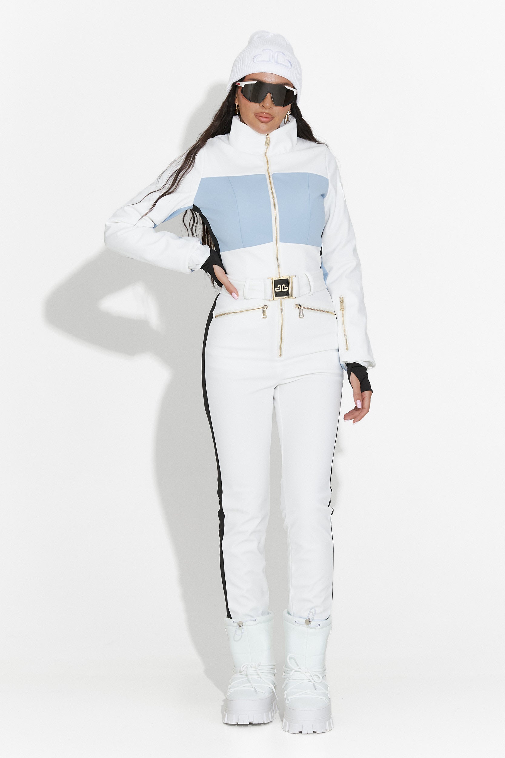 Nelisia Bogas Casual White Ski Jumpsuit