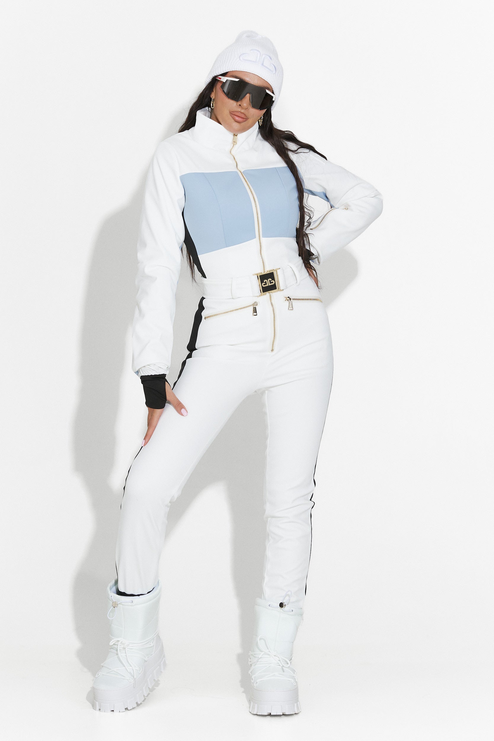 Nelisia Bogas Casual White Ski Jumpsuit