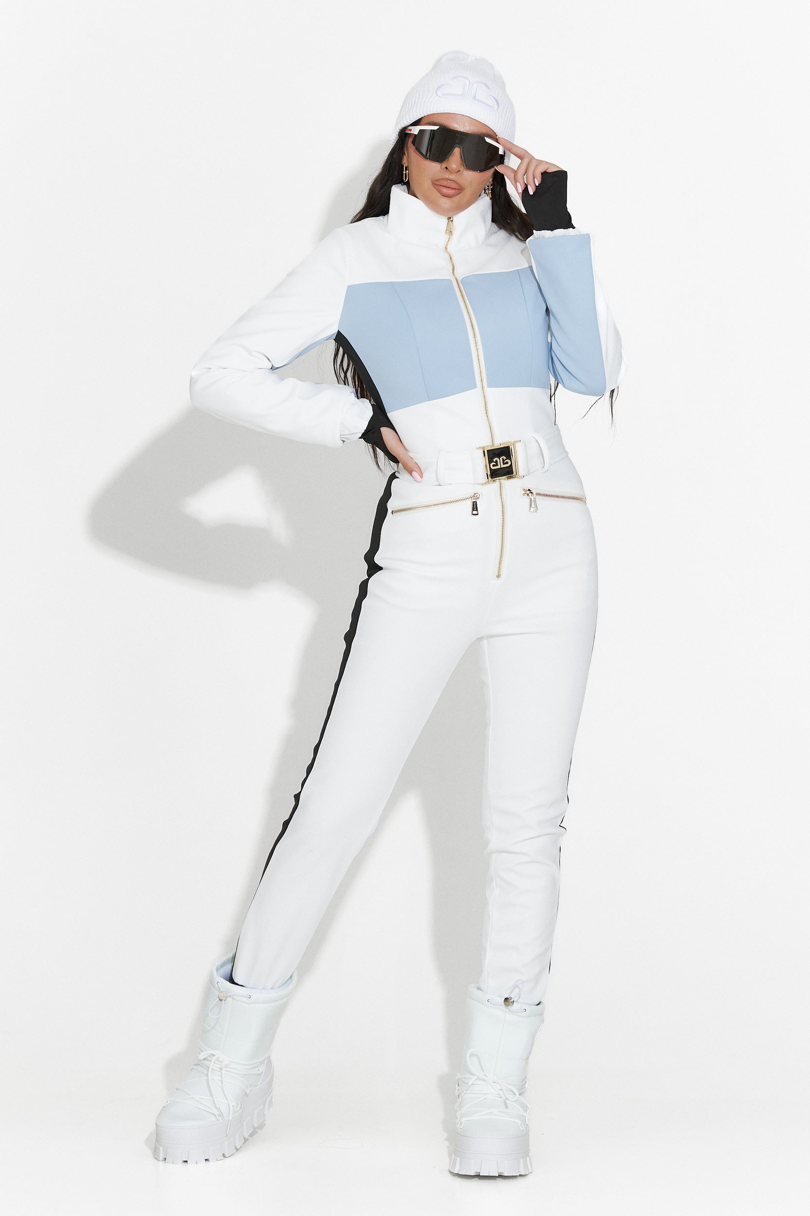 Nelisia Bogas Casual White Ski Jumpsuit