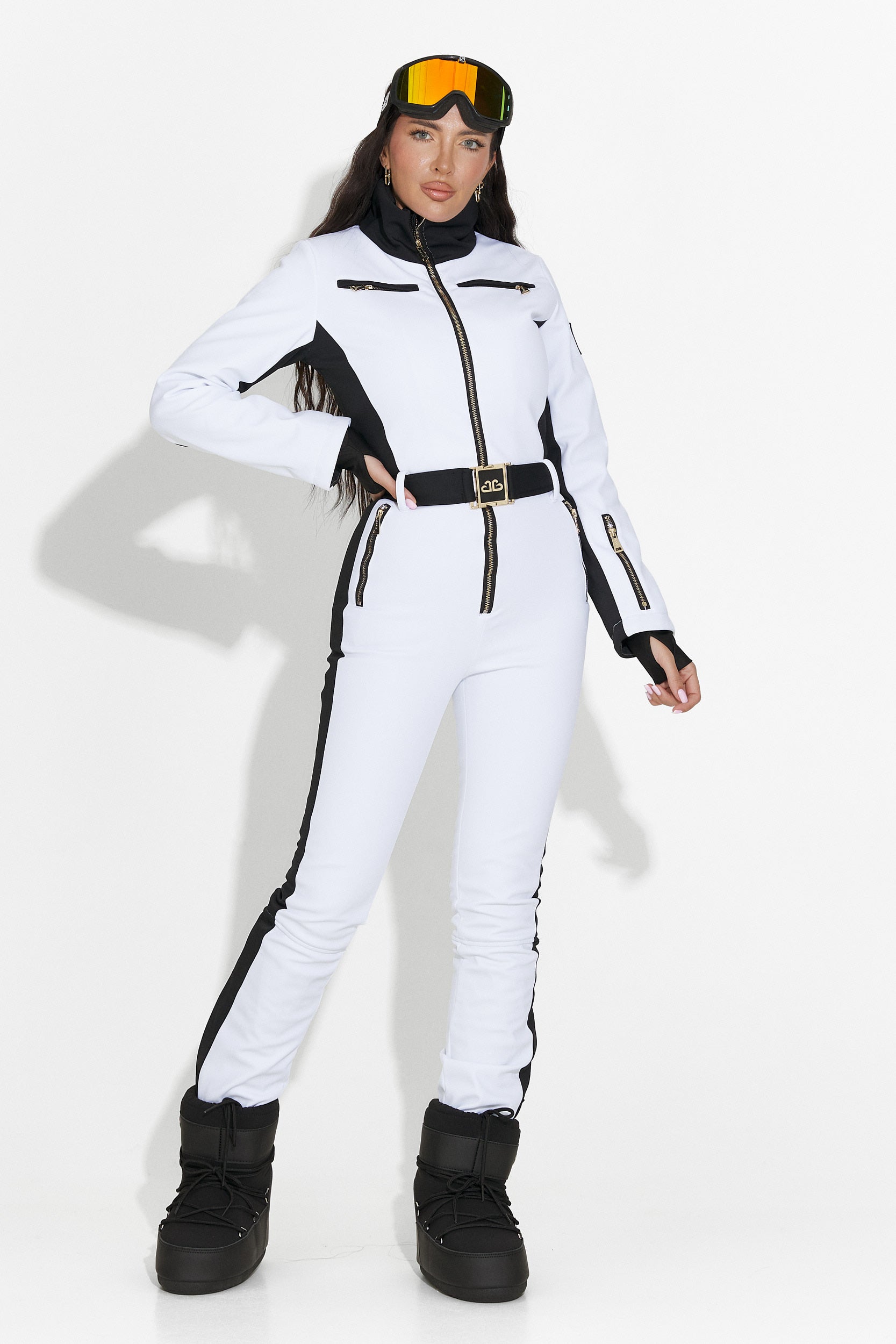 Oliviene Bogas Casual White Ski Jumpsuit