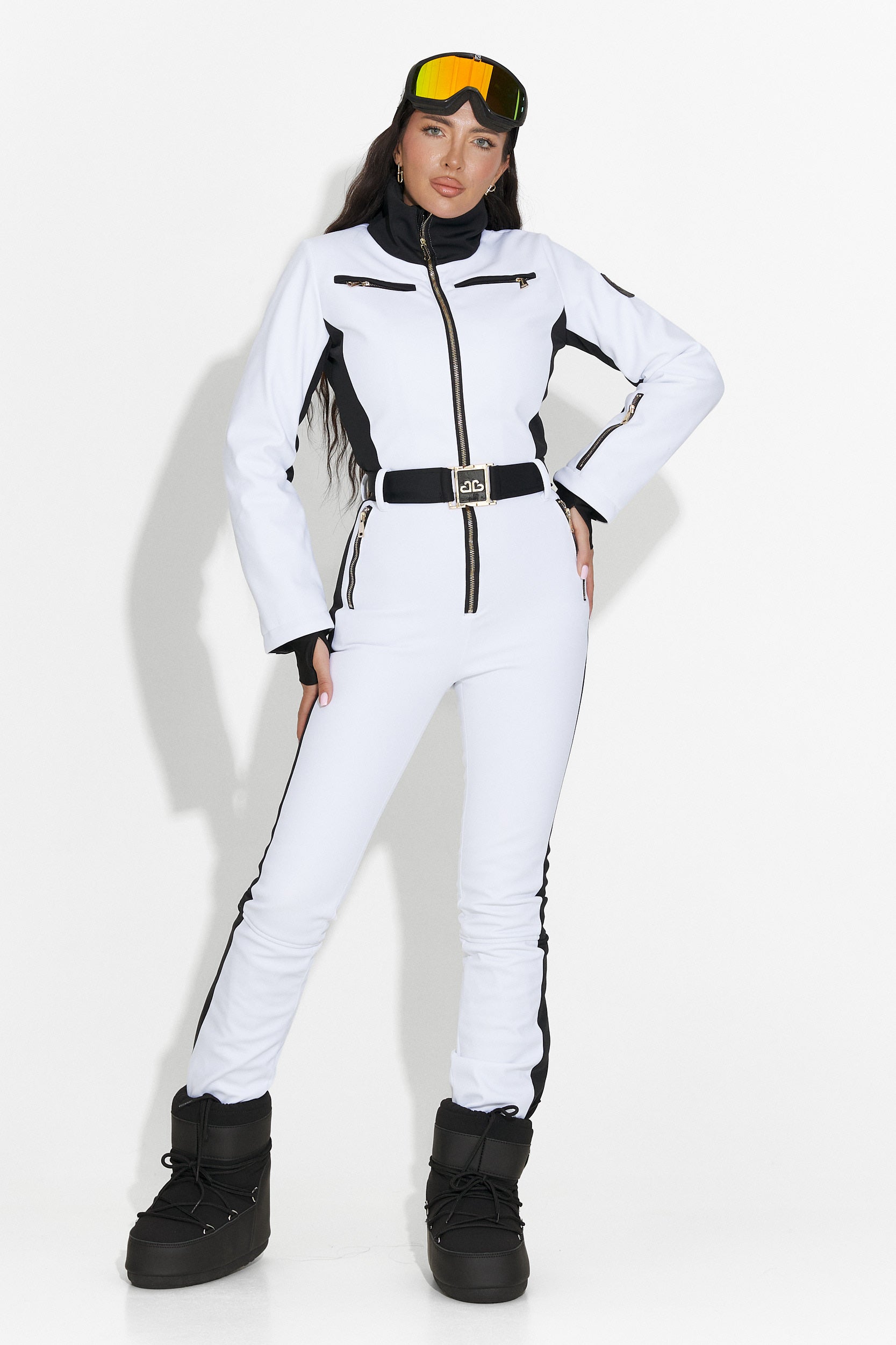 Oliviene Bogas Casual White Ski Jumpsuit