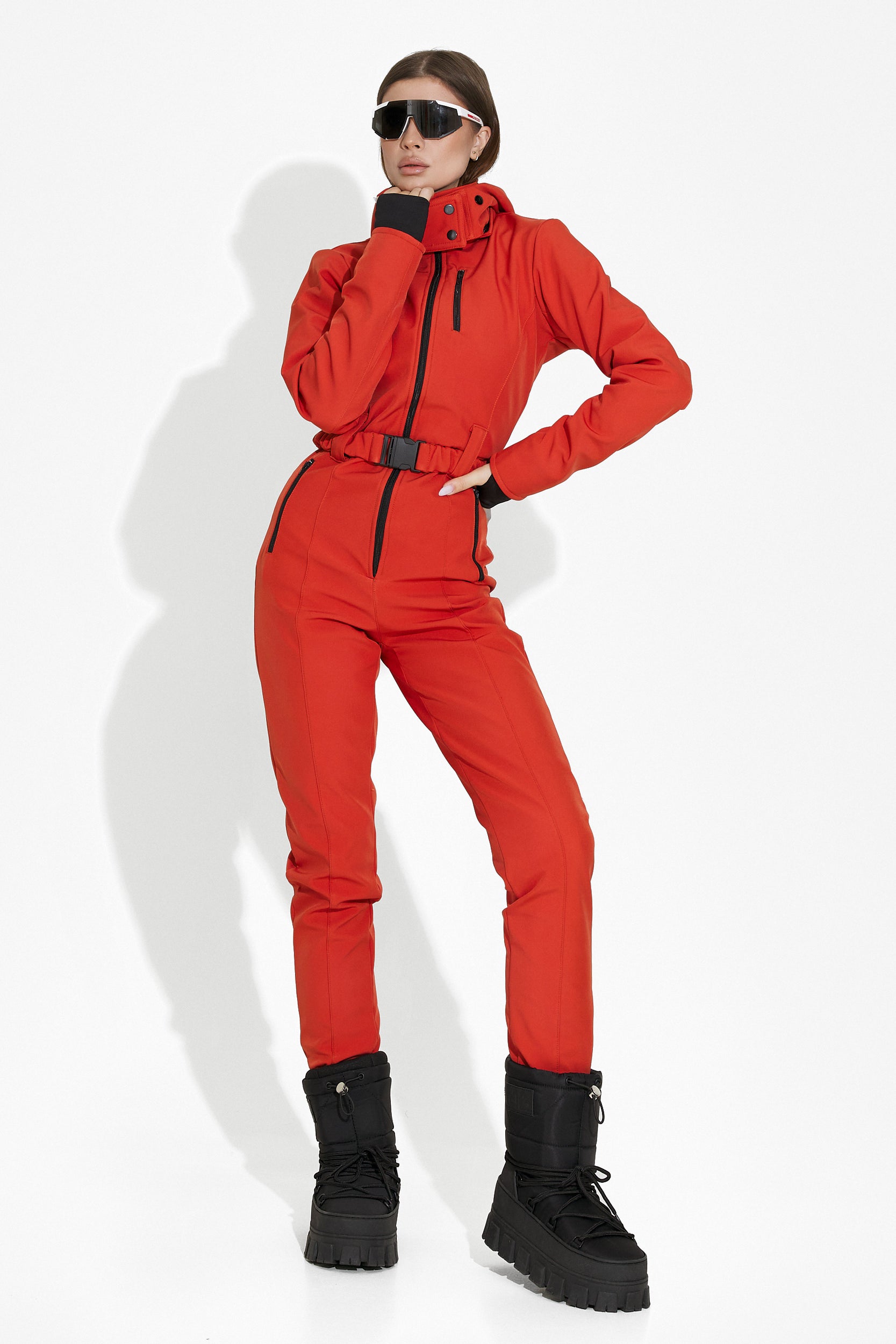 Casual brick-red ski jumpsuit Anodys Bogas