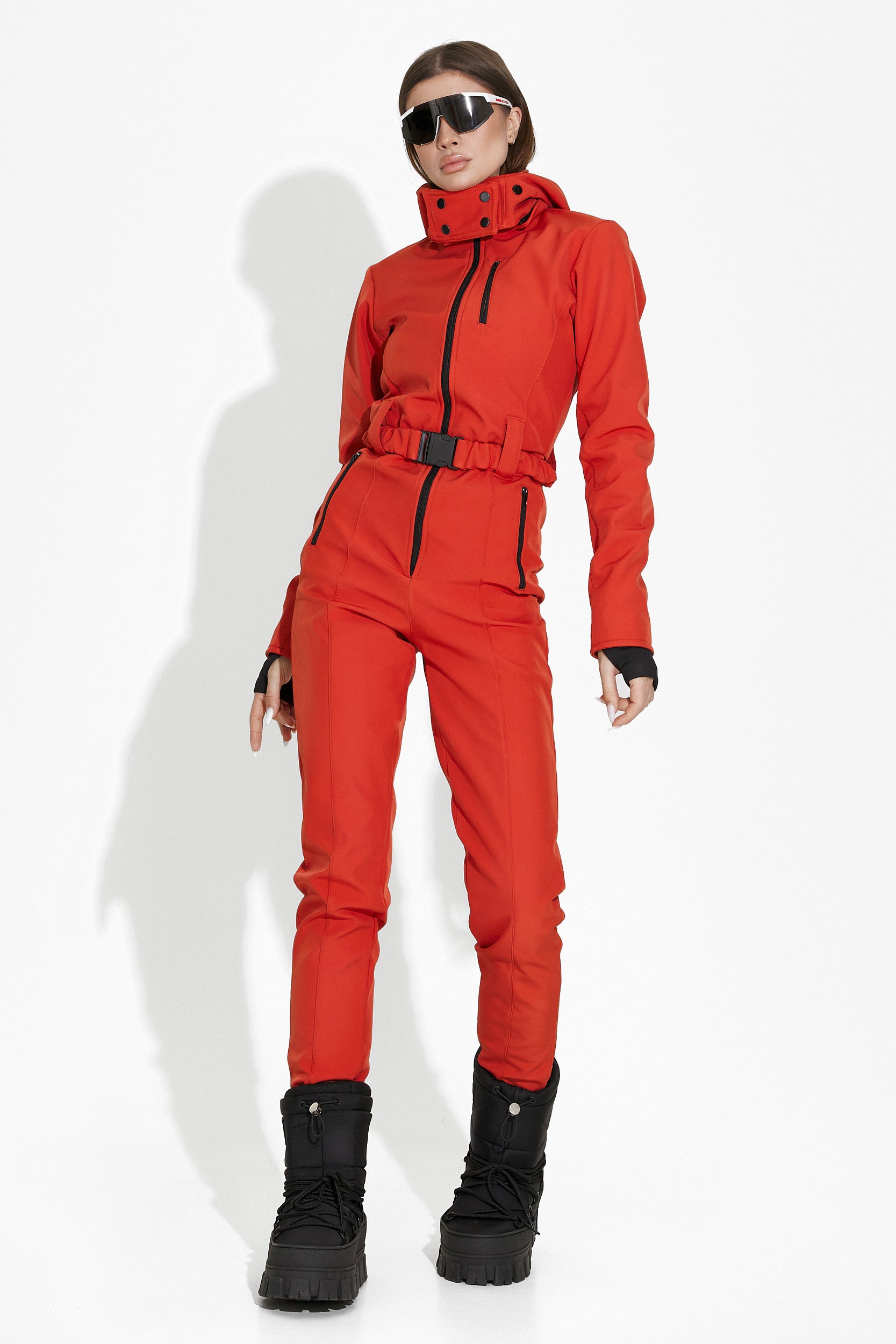 Casual brick-red ski jumpsuit Anodys Bogas