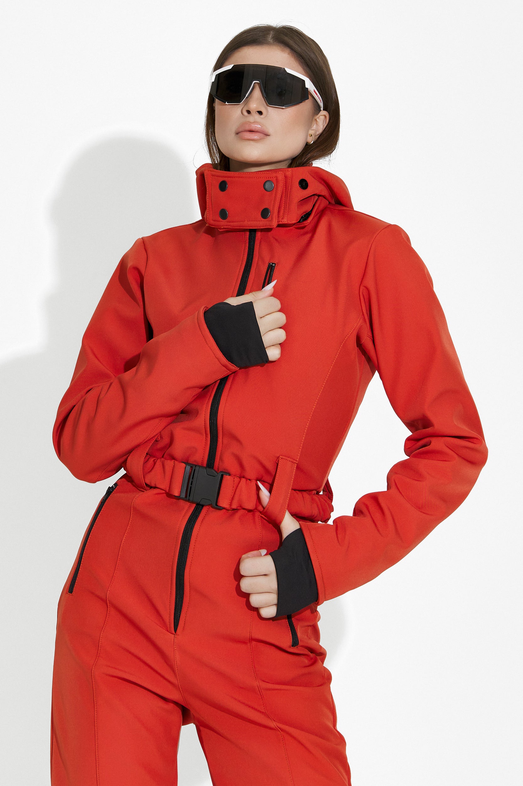 Casual brick-red ski jumpsuit Anodys Bogas