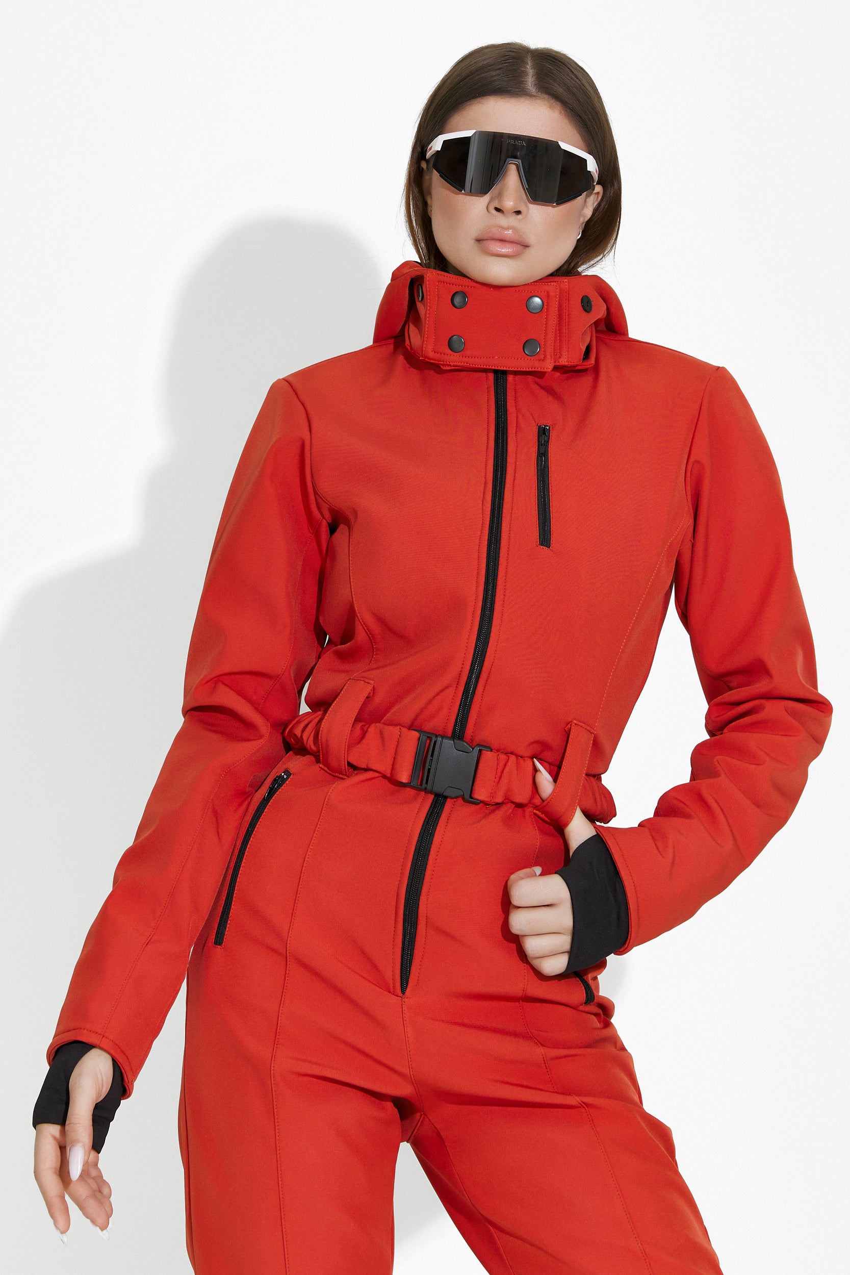 Casual brick-red ski jumpsuit Anodys Bogas