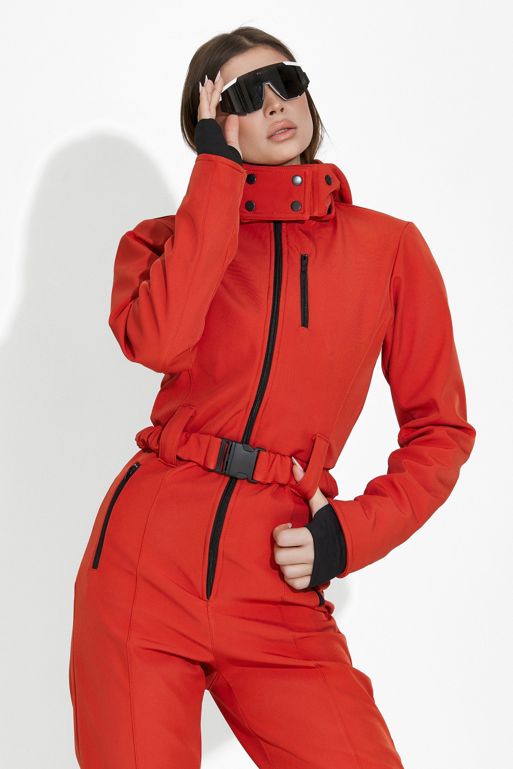 Casual brick-red ski jumpsuit Anodys Bogas