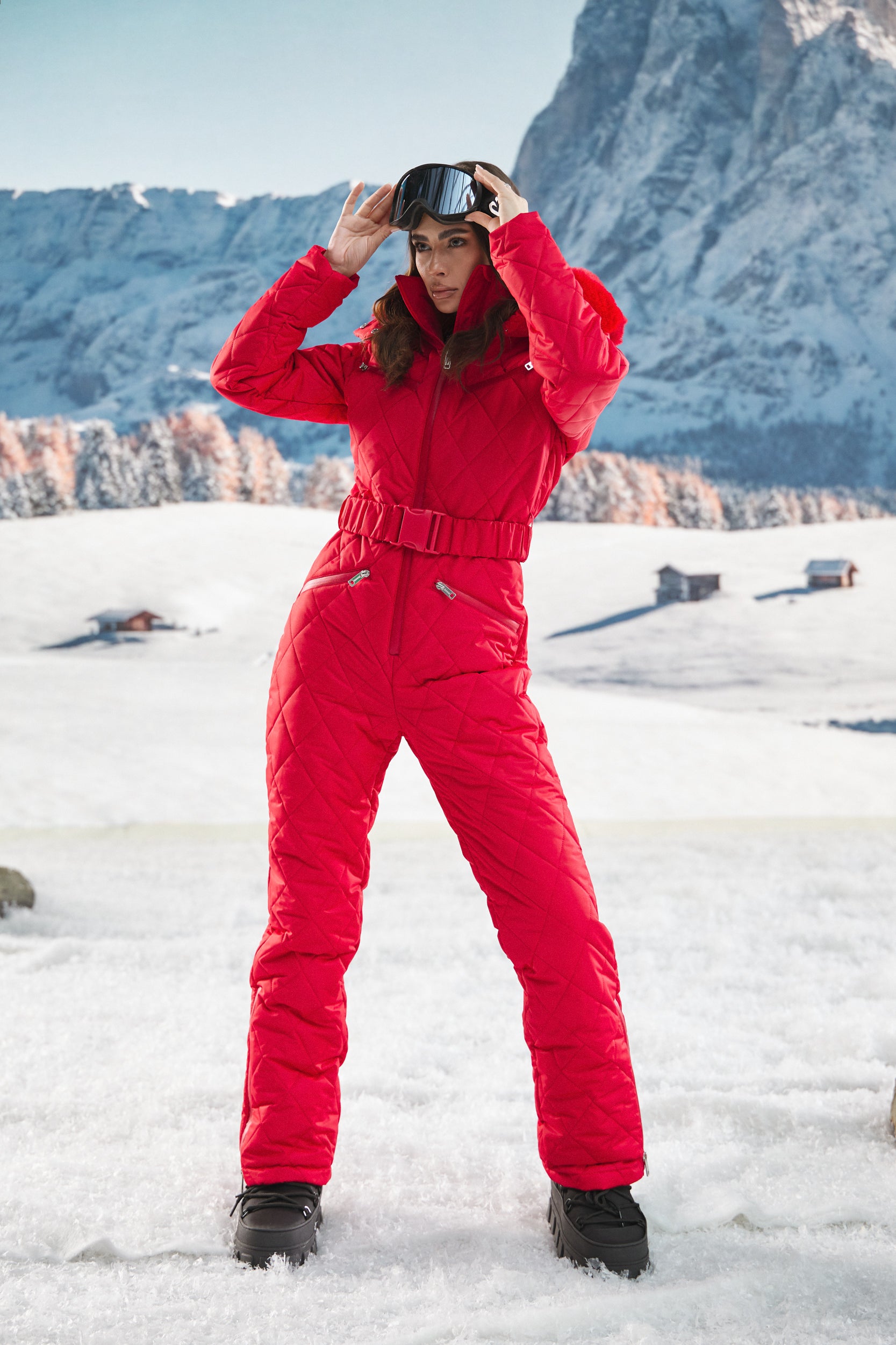 Valene Bogas Casual Red Ski Jumpsuit