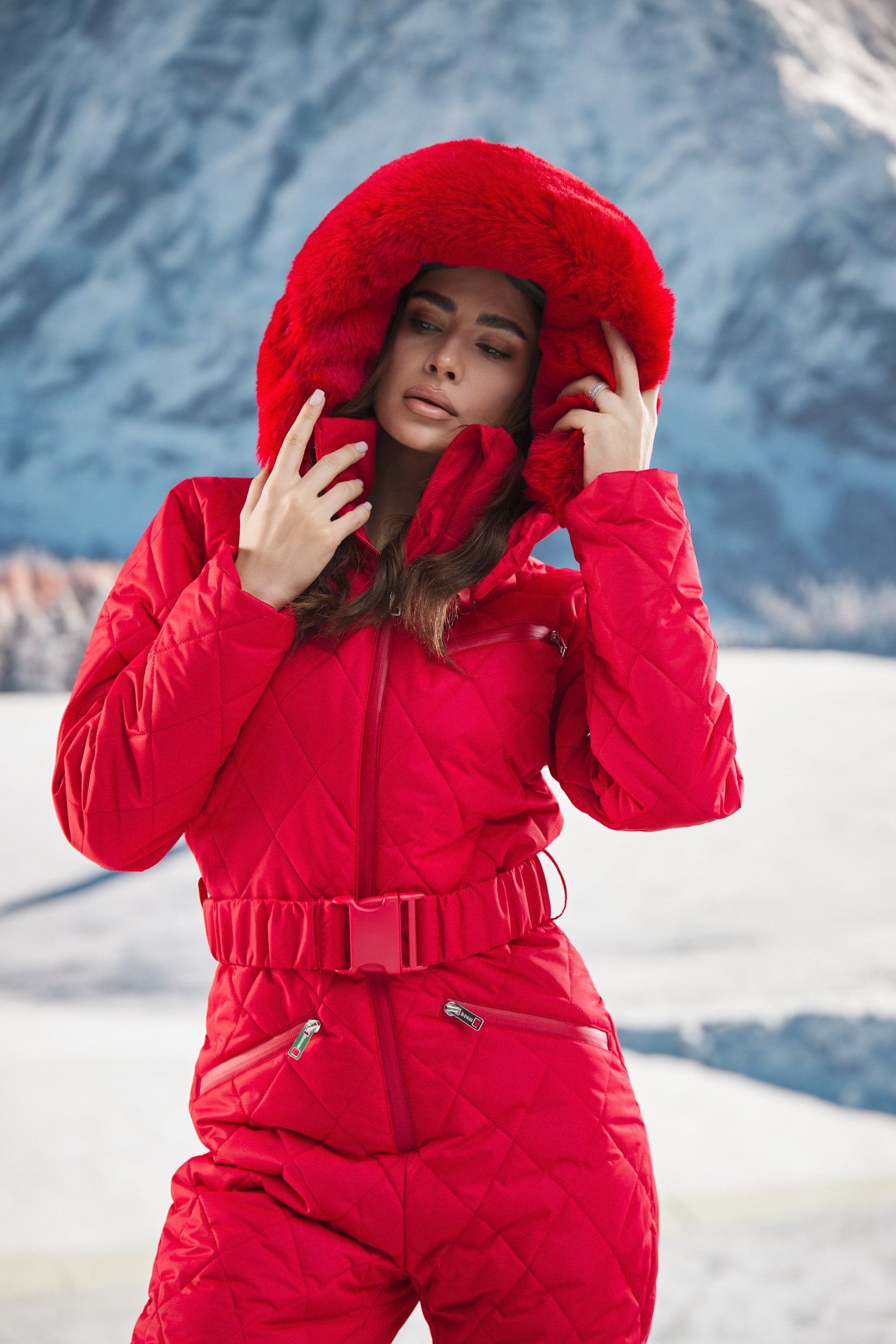 Valene Bogas Casual Red Ski Jumpsuit
