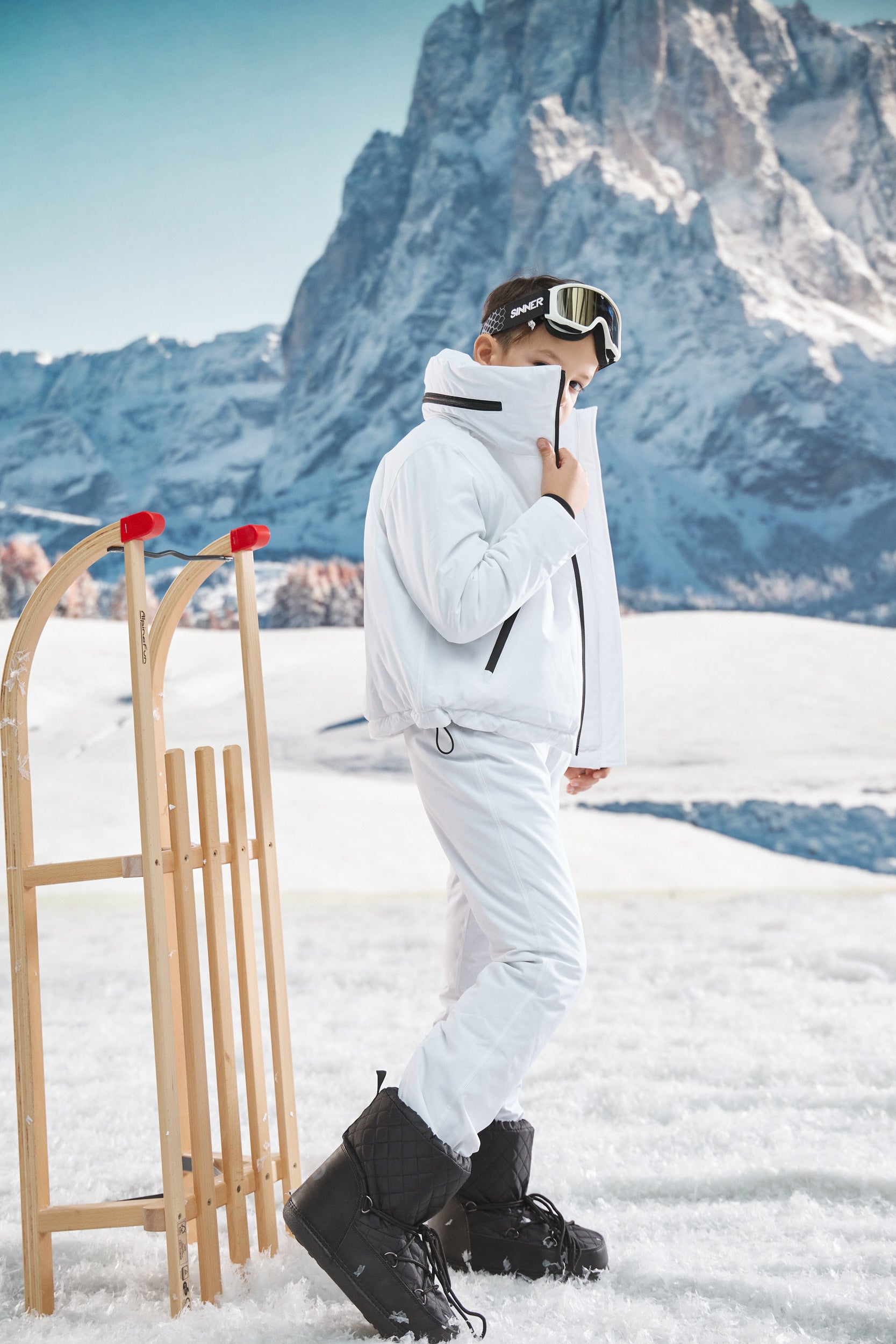 Abenia Bogas White Ski Jumpsuit for Kids
