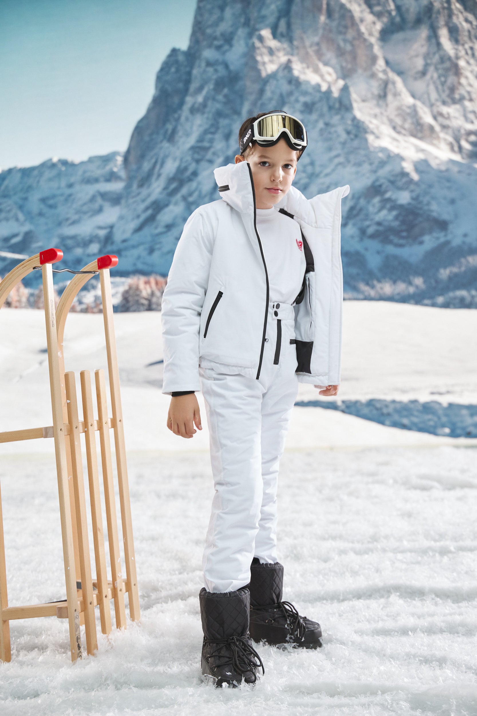 Abenia Bogas White Ski Jumpsuit for Kids