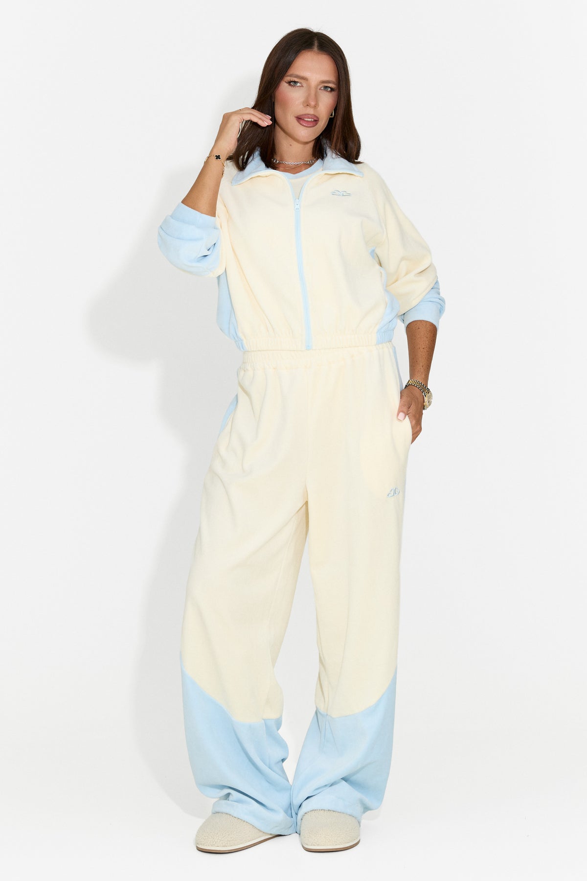 Trening dama casual 3 piese crem Velydvieria Bogas
