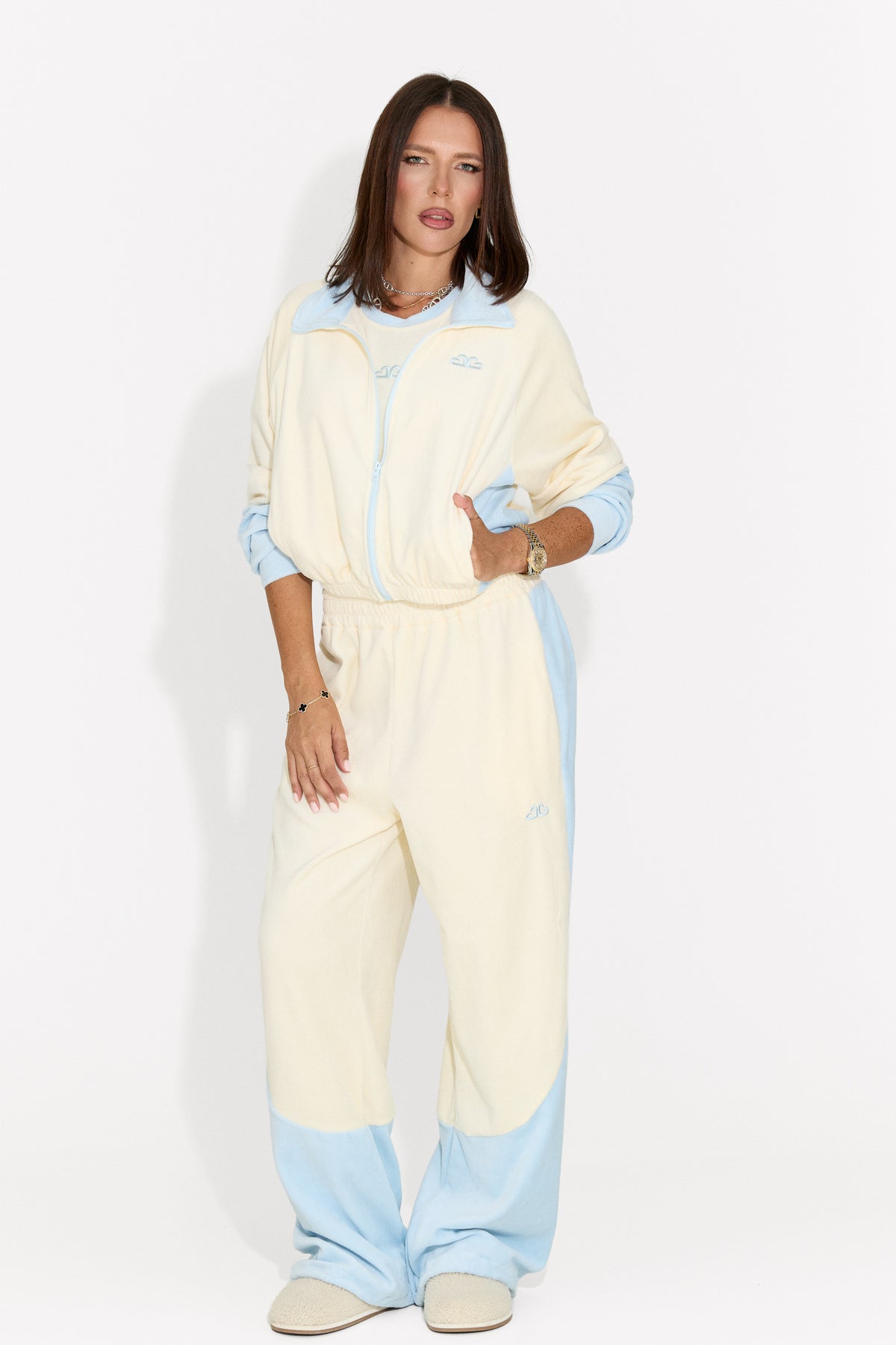 Trening dama casual 3 piese crem Velydvieria Bogas