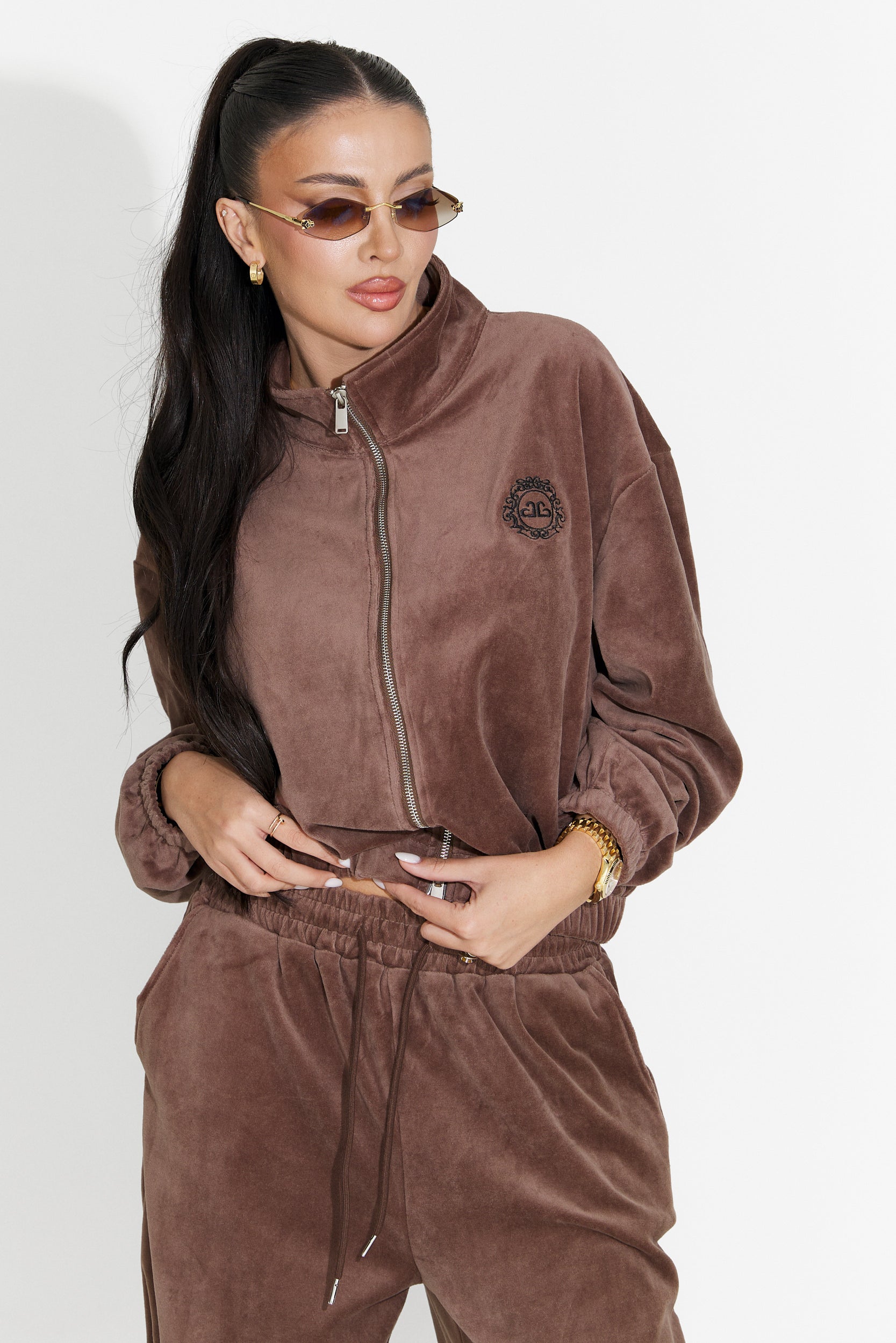 Casual brown women's tracksuit Eidena Bogas
