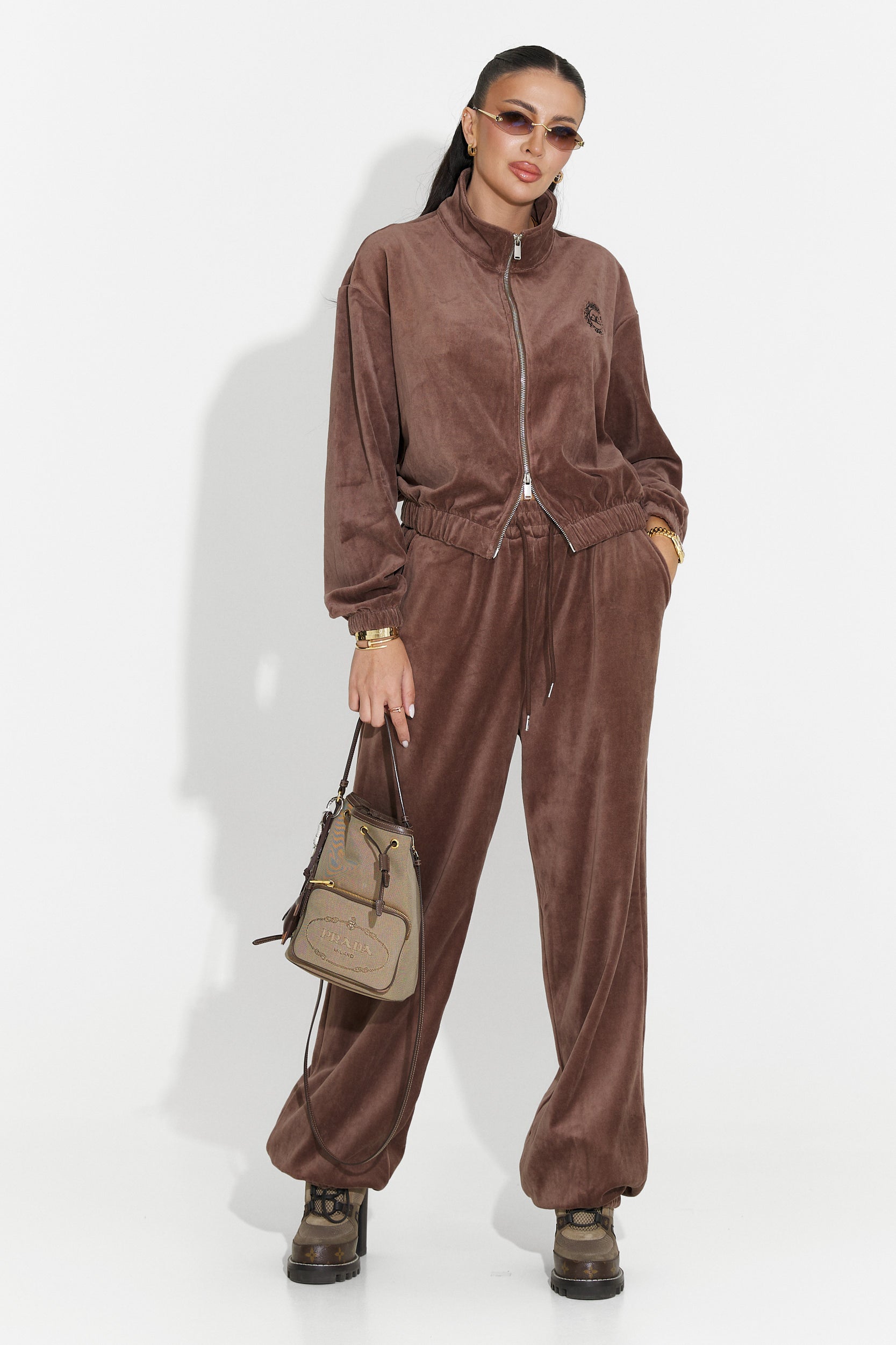 Casual brown women's tracksuit Eidena Bogas