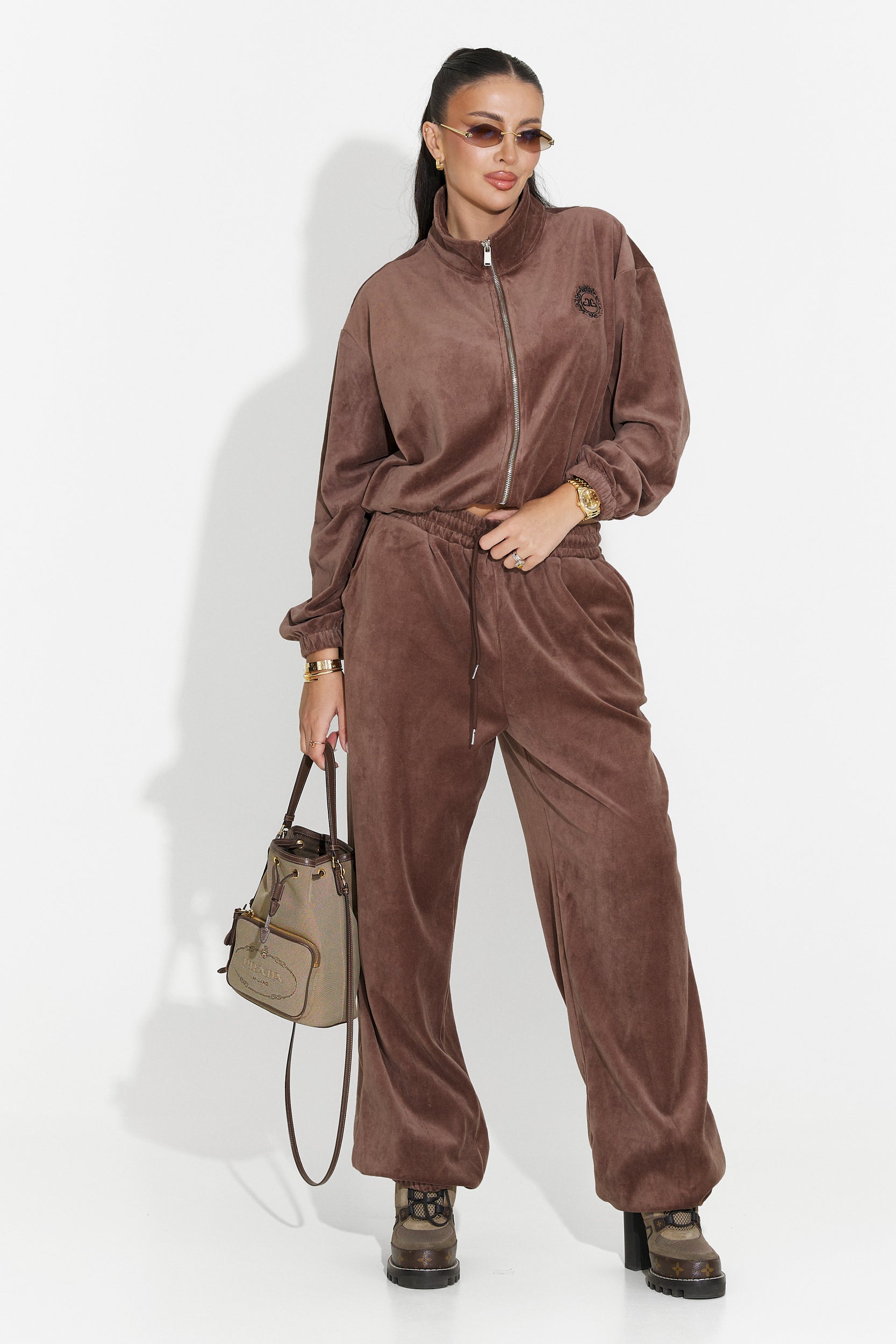 Casual brown women's tracksuit Eidena Bogas